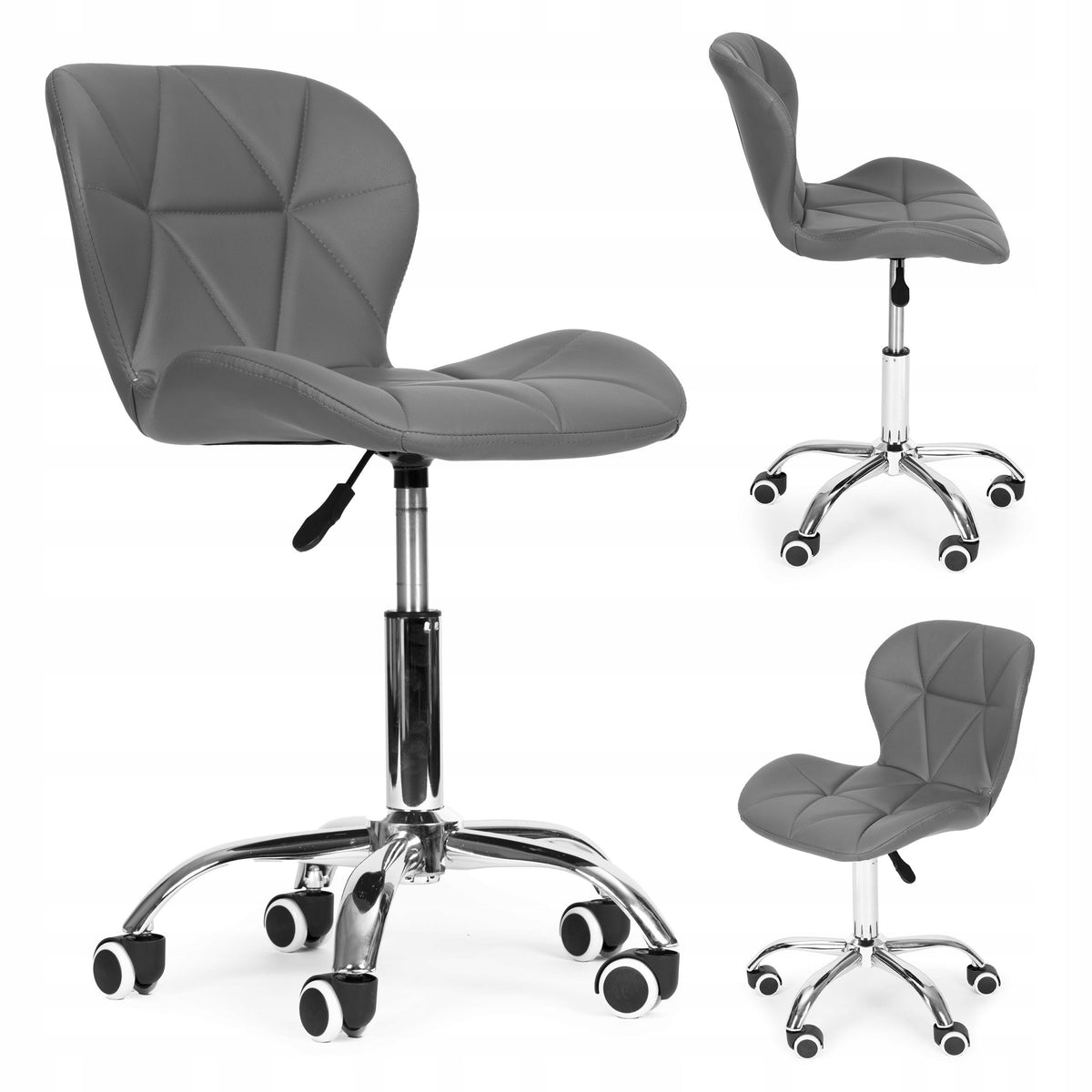 2X Office Chair Swivel Chair On Wheels For Cabinet Desk Grey Solid Brand no brand