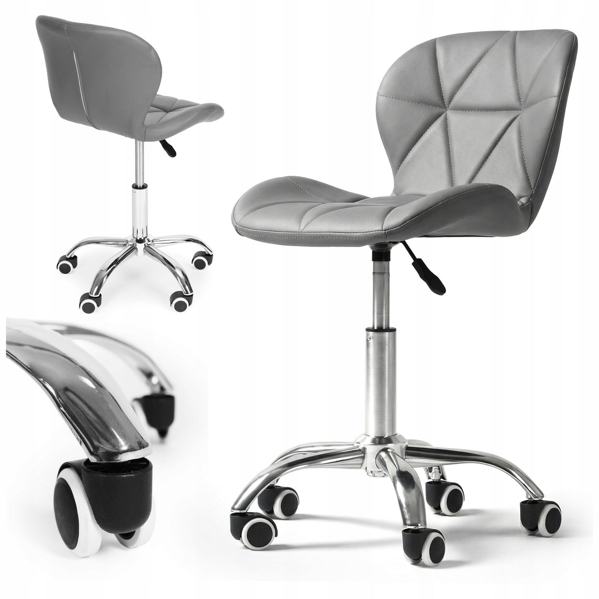 2X Office Chair Swivel Chair On Wheels For Cabinet Desk Grey Solid