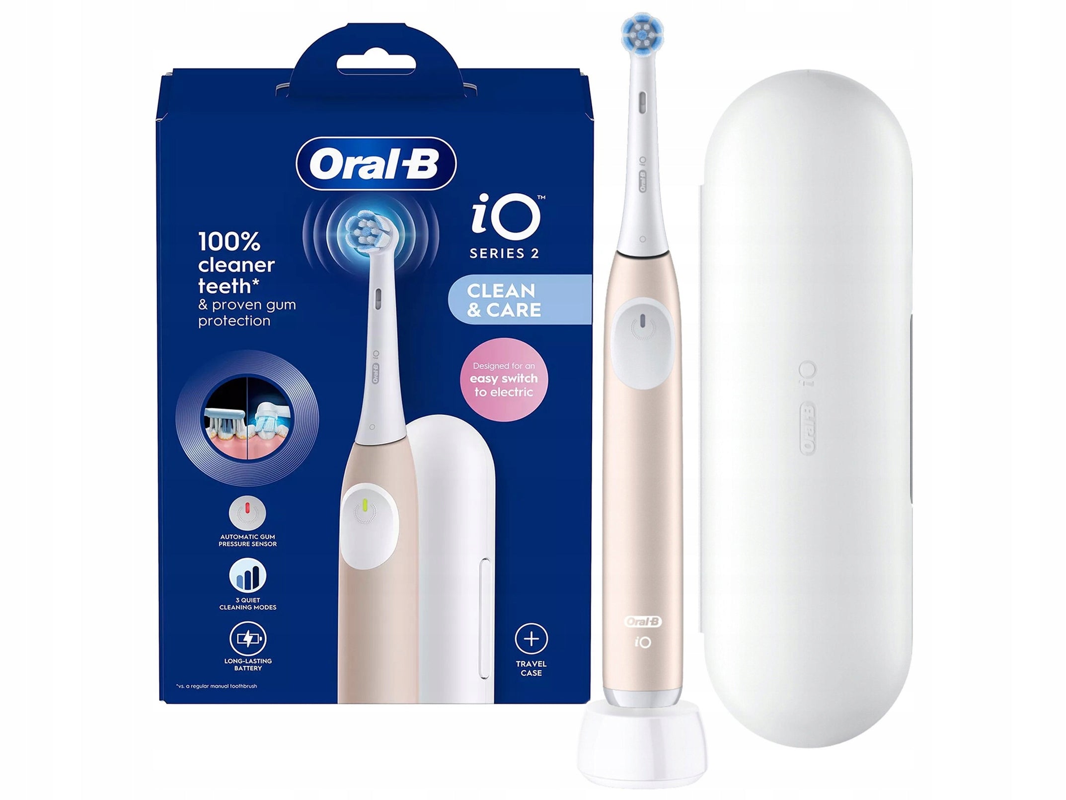 2X Oral-B iO 2 Electric Toothbrush with Case, Pink Brand Oral-B