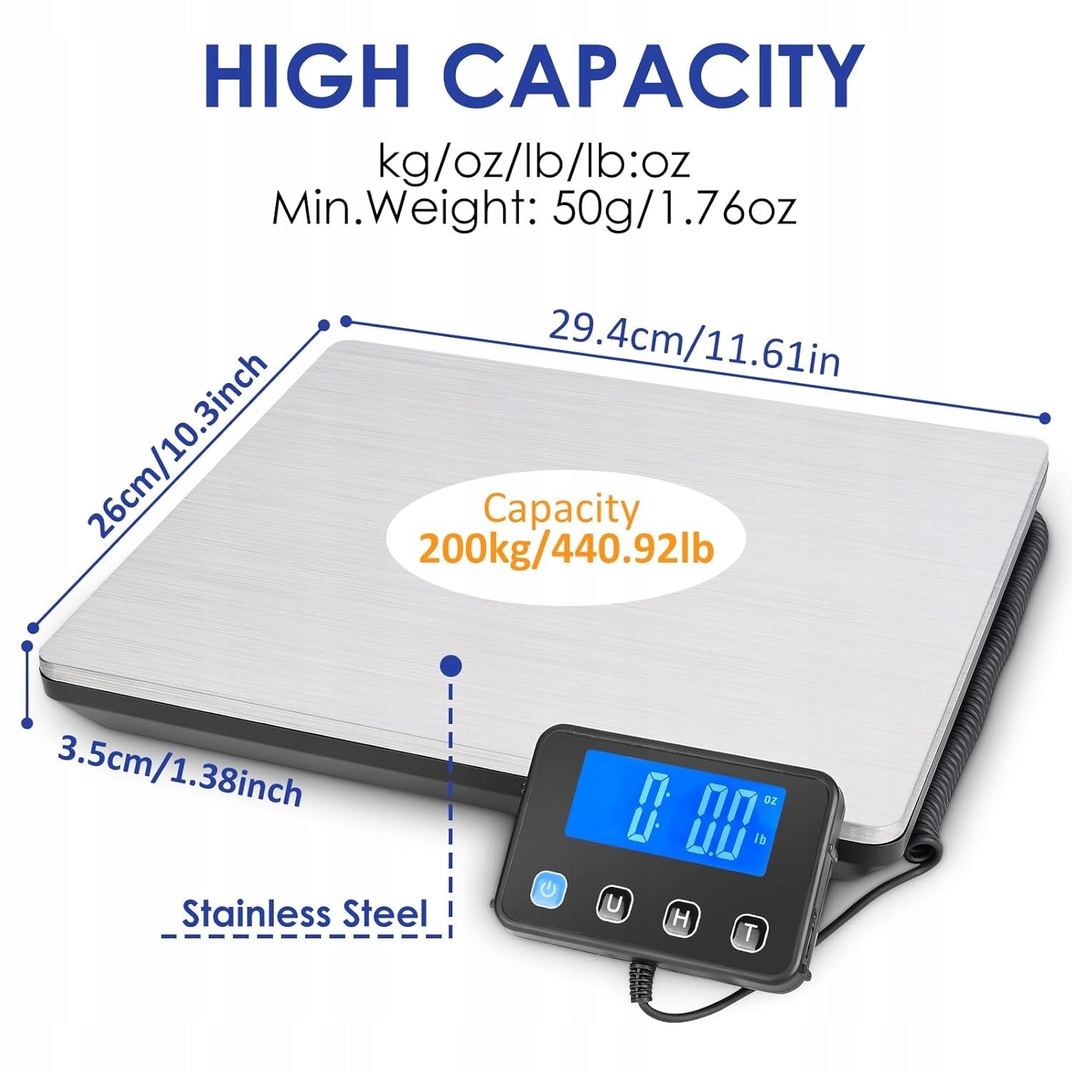 2X PLATFORM SCALE 50G-200KG LCD FOR PARCELS AND LUGGAGE, TARE, PRECISION 10G IN Manufacturer code 5906104388042