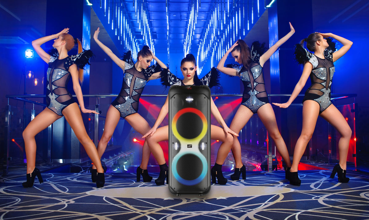 2X Portable speaker LTC wireless Bluetooth black 600W with microphones Brand LTC