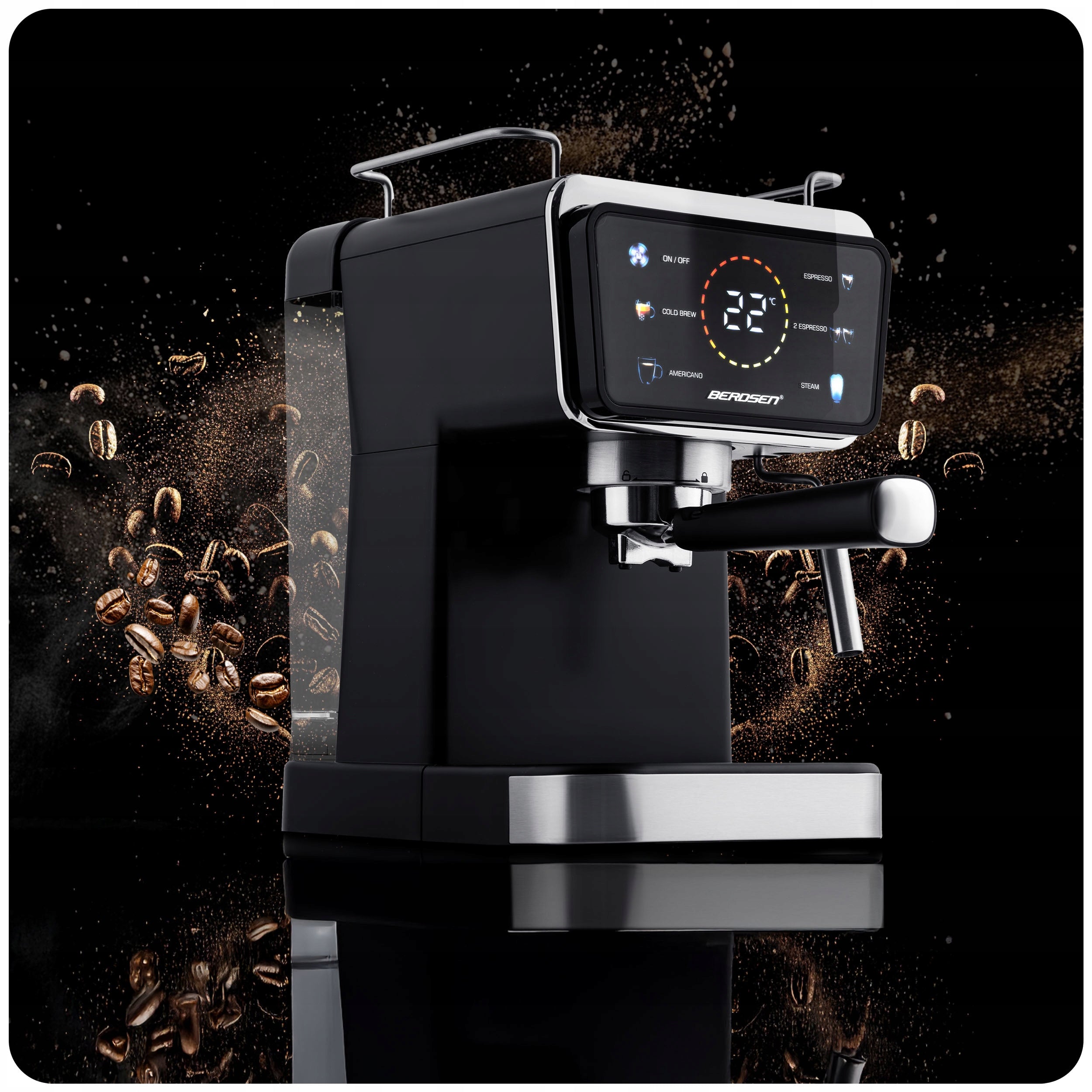 2X Pressure flask coffee maker with frother 20bar 1350W Berdsen Brand Berdsen