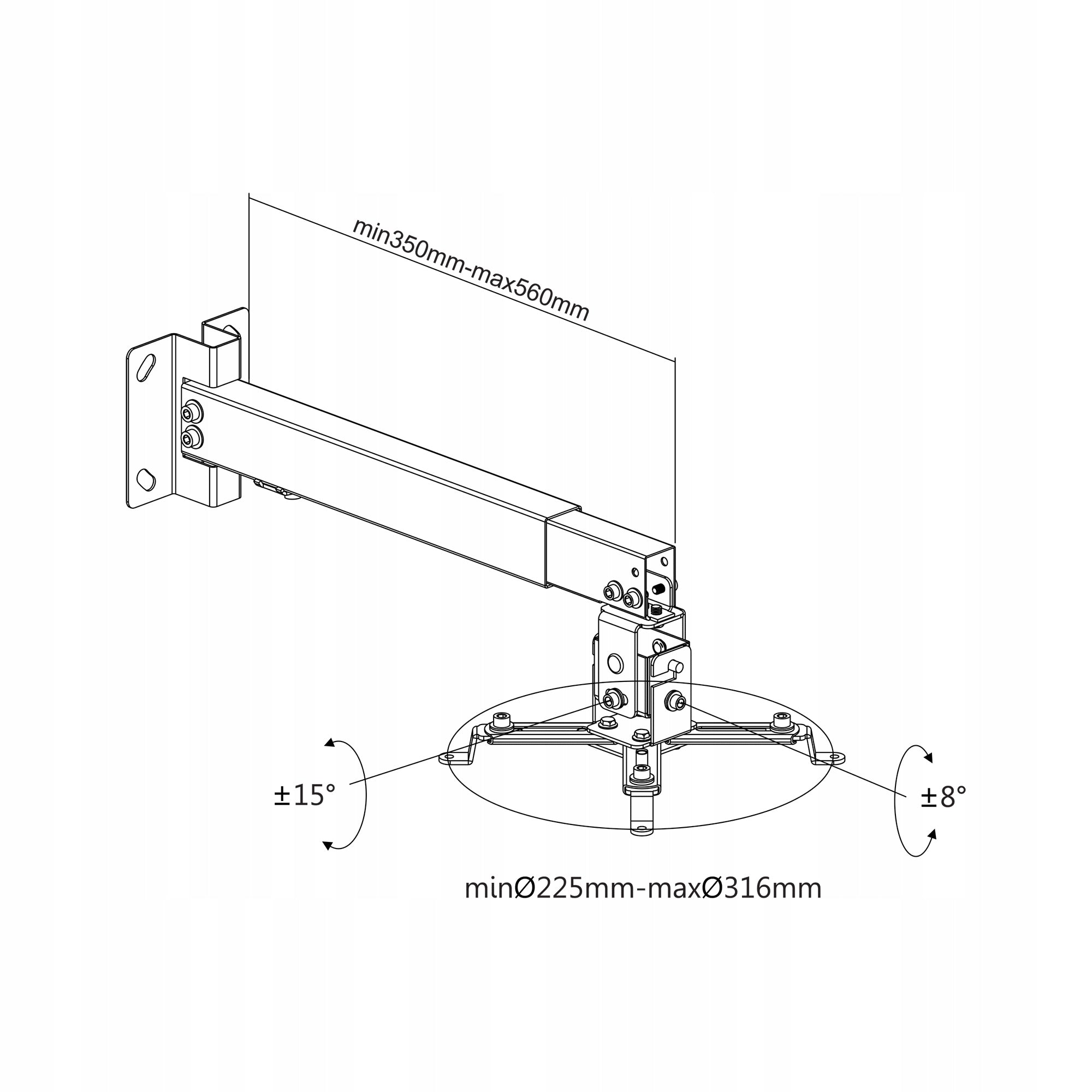 2X Projector holder for wall and ceiling max. 20 kg Cabletech Model UCH0101-1