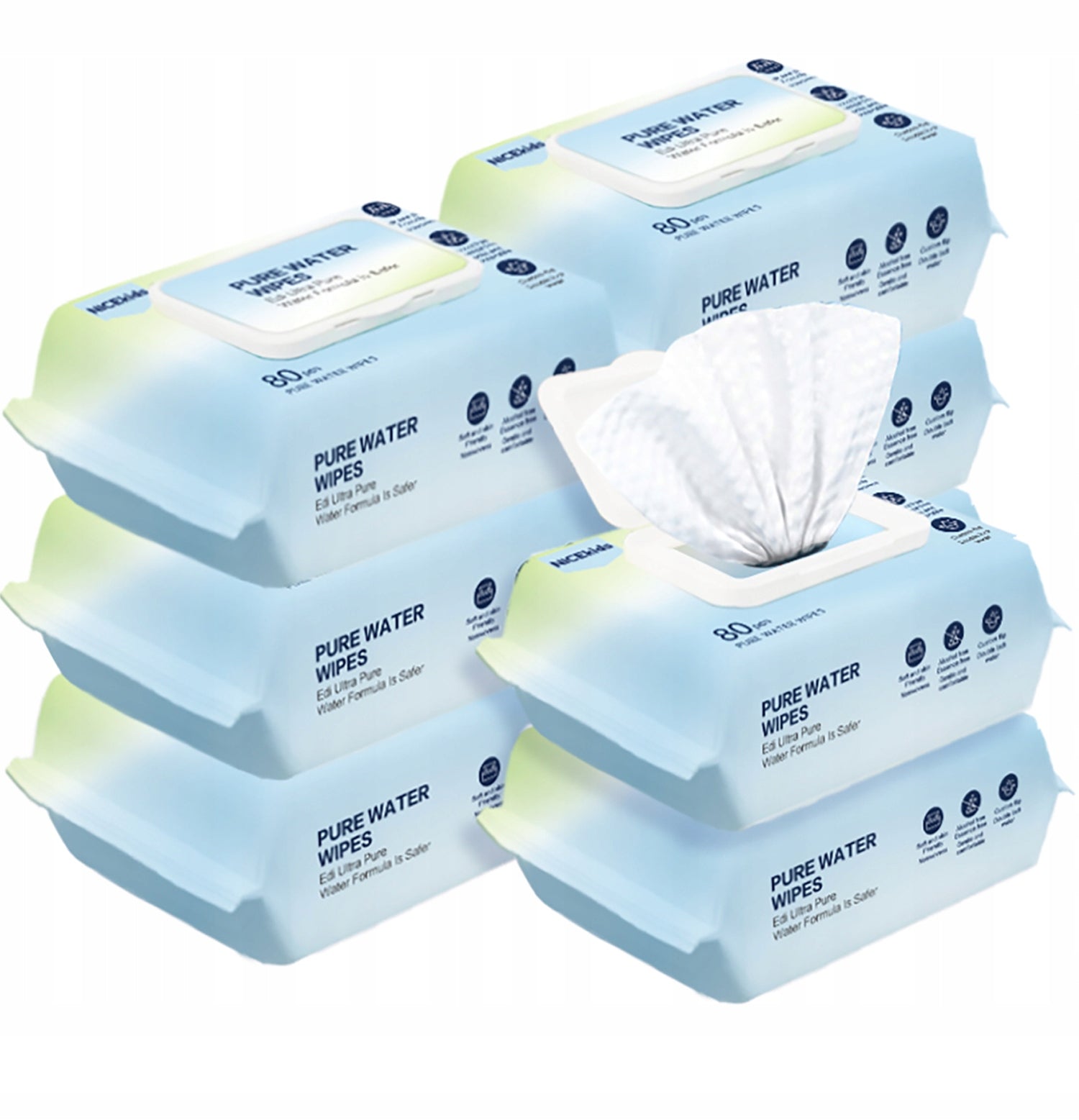 2X Pure Water Wipes 99,9% Water Wipes 12x80 Pcs Brand NiceKids