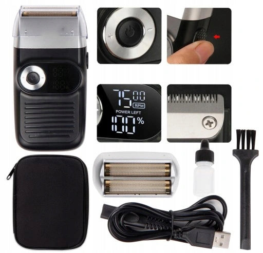 2X RECHARGEABLE ELECTRIC SHAVER Dominant color black
