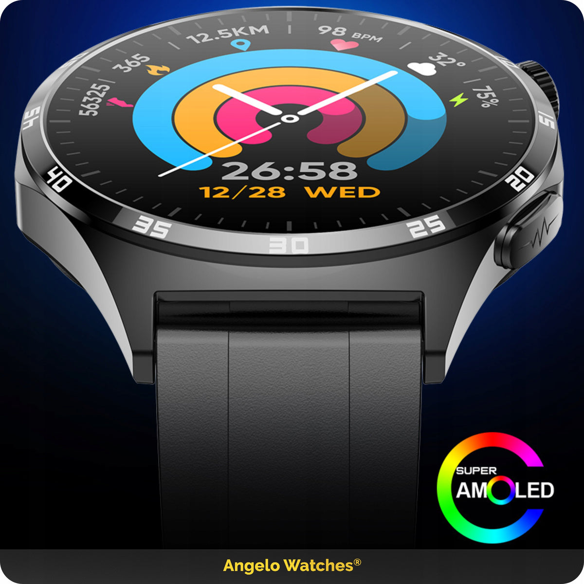 2X SMARTWATCH CARDIOWATCH FOR SENIOR EKG TALK HRV PPG TALK MENU POLS Brand Angelo Watches