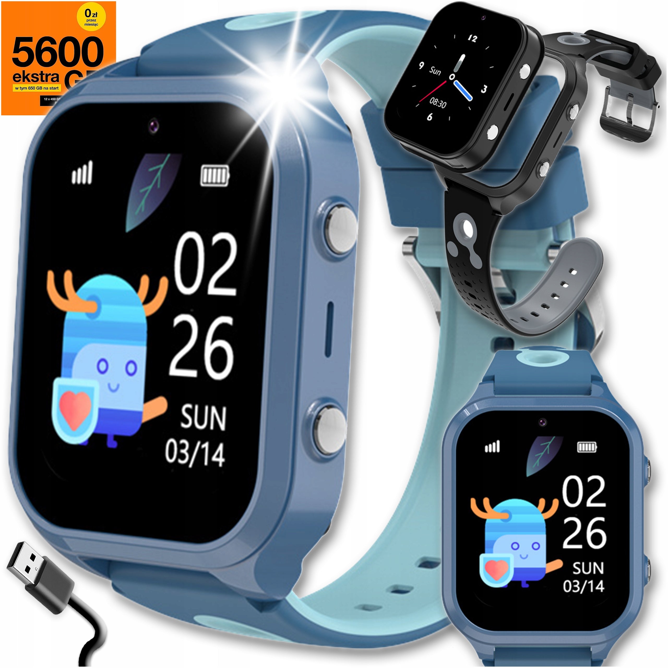 2X SMARTWATCH CHILDREN'S WATCH GPS 4G TALK SIM CASE CAMERA PHONE GAME Brand Angelo Watches