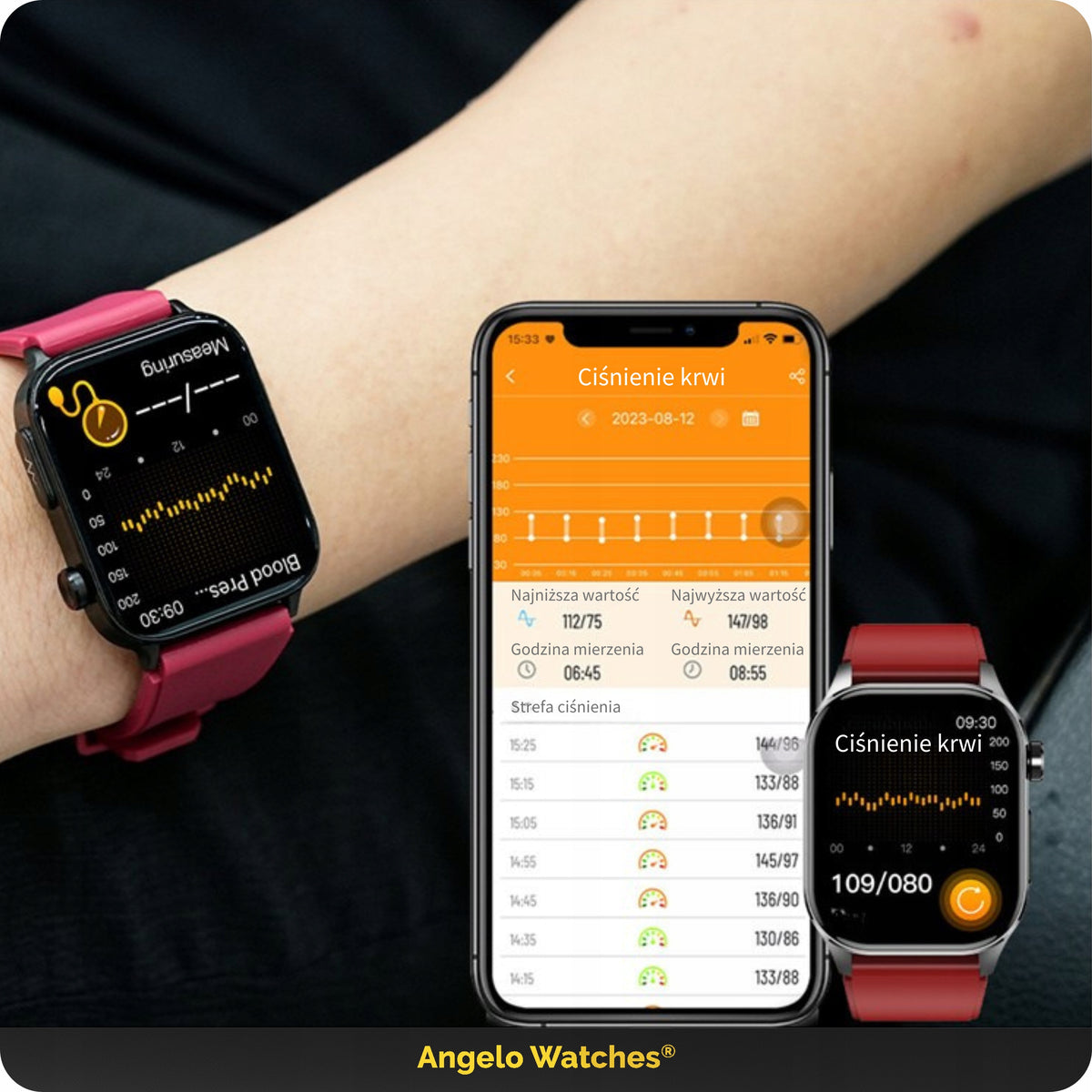 2X SMARTWATCH FOR SENIOR ECG HRV CALL PRESSURE HEART RATE MENU PL + FREEBIE Brand Angelo Watches