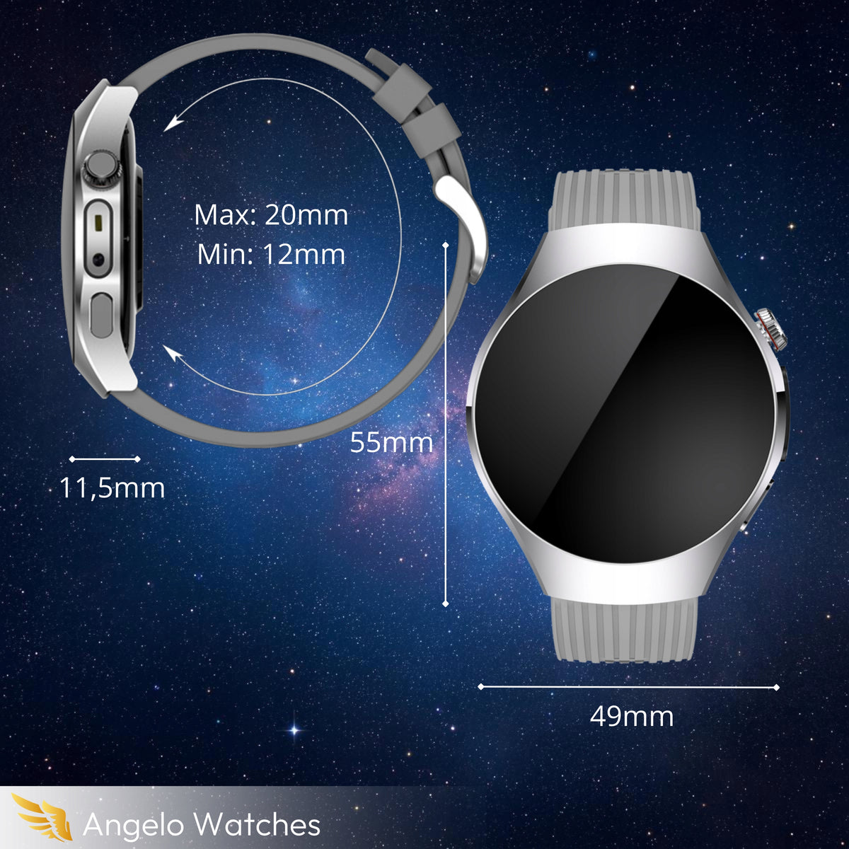 2X SMARTWATCH MEN'S WATCH CARDIOWATCH TALK PRESSURE EKG AMOLED MENU P Brand Angelo Watches