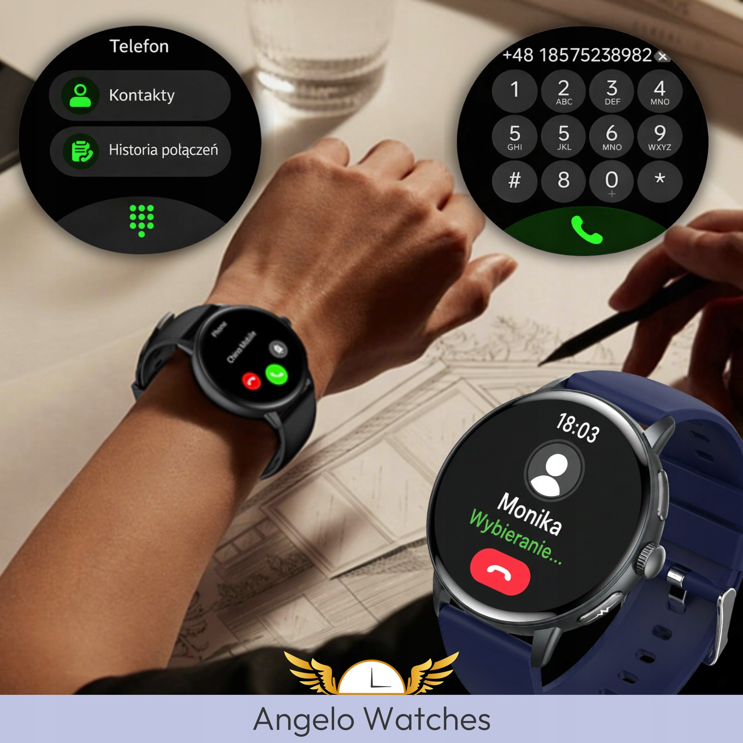 2X SMARTWATCH MEN'S WATCH GLUCOSE TALK PRESSURE EKG AMOLED PULSE MENU Brand Angelo Watches