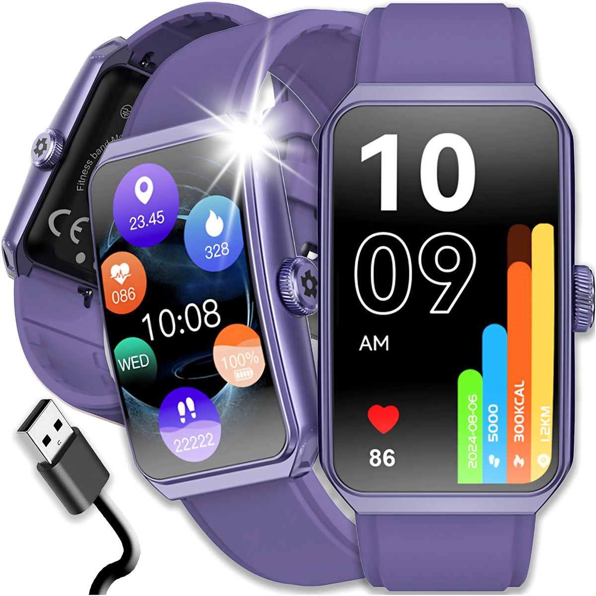 2X SMARTWATCH SMARTBAND WOMEN'S NEW AMOLED PRESSURE HEALTH SPORT MENU POLS Brand Angelo Watches