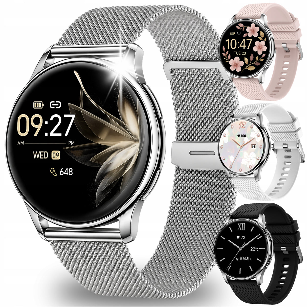 2X SMARTWATCH WOMEN'S WATCH TALK BLOOD PRESSURE MONITOR SPORT MENU POLISH 4 PA Brand Angelo Watches