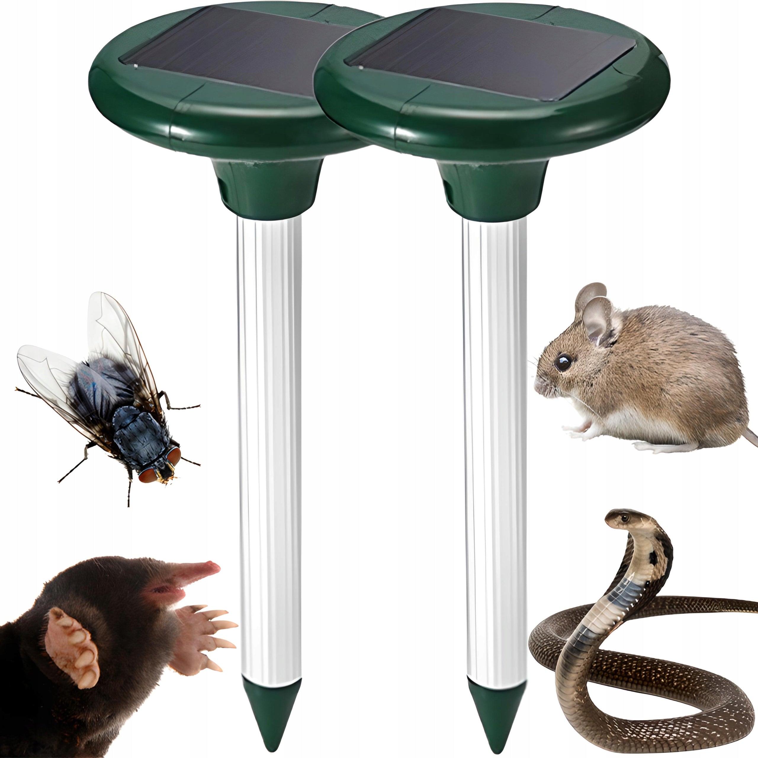 2X SOLAR REPELLENT STRONG FOR MOLES RATS RODENTS MARTEN SOUND VIBRATION