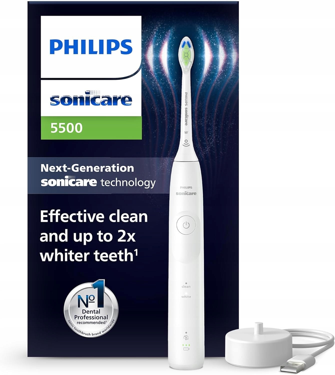 2X SONIC TOOTHBRUSH PHILIPS SONICARE 5500 HX7110/01 WHITE
