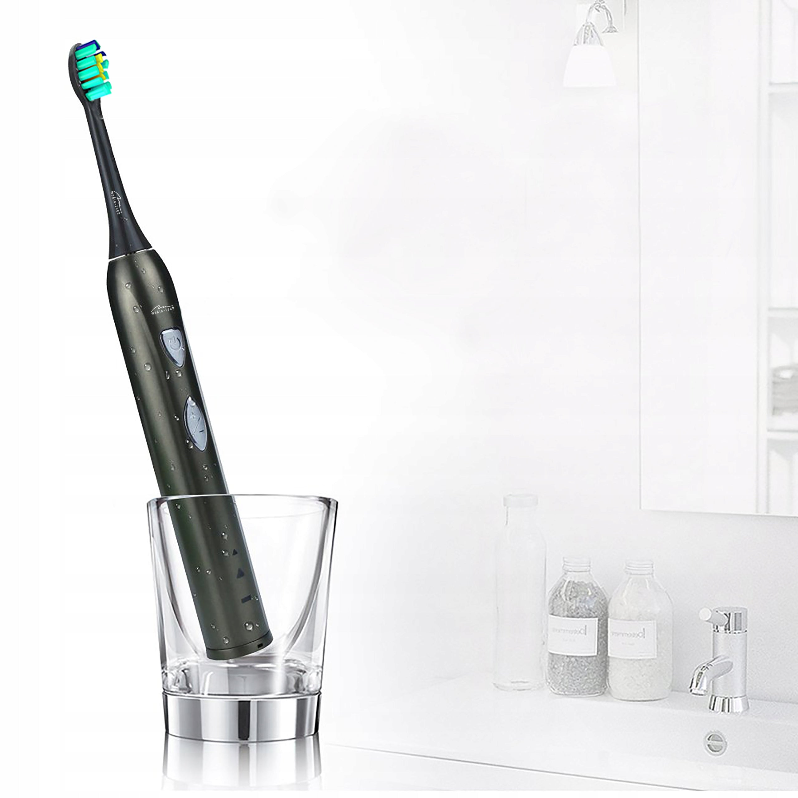2X STYLISH ELECTRIC SONIC TOOTHBRUSH + CASE MEDIA-TECH MT65 Kind toothbrush