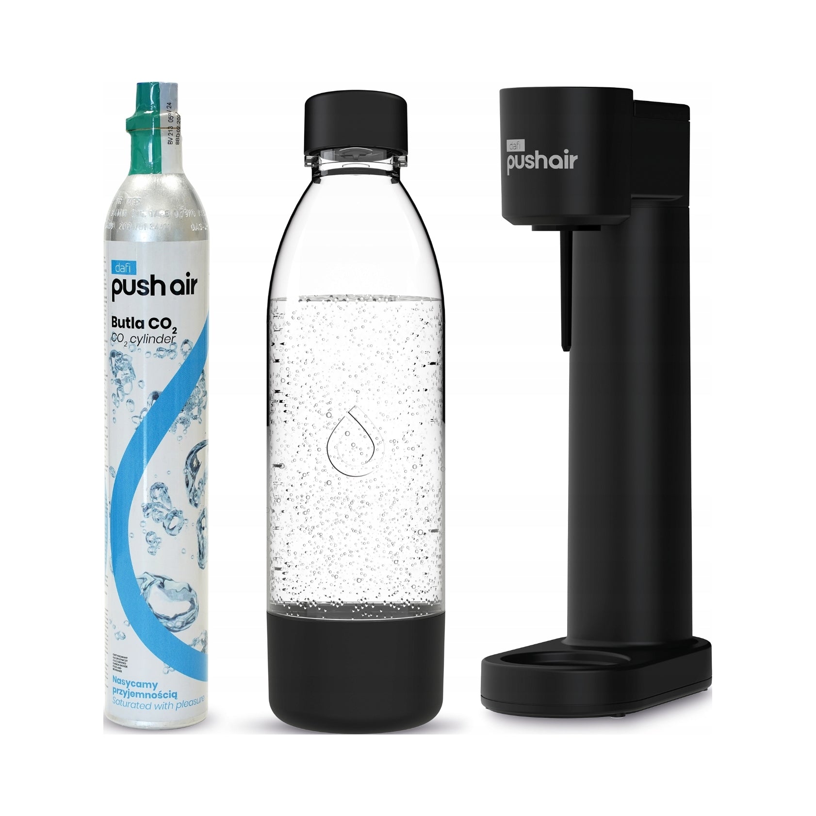 2X Saturator DAFI PushAir with CO2 cartridge + bottle 0,7 - black