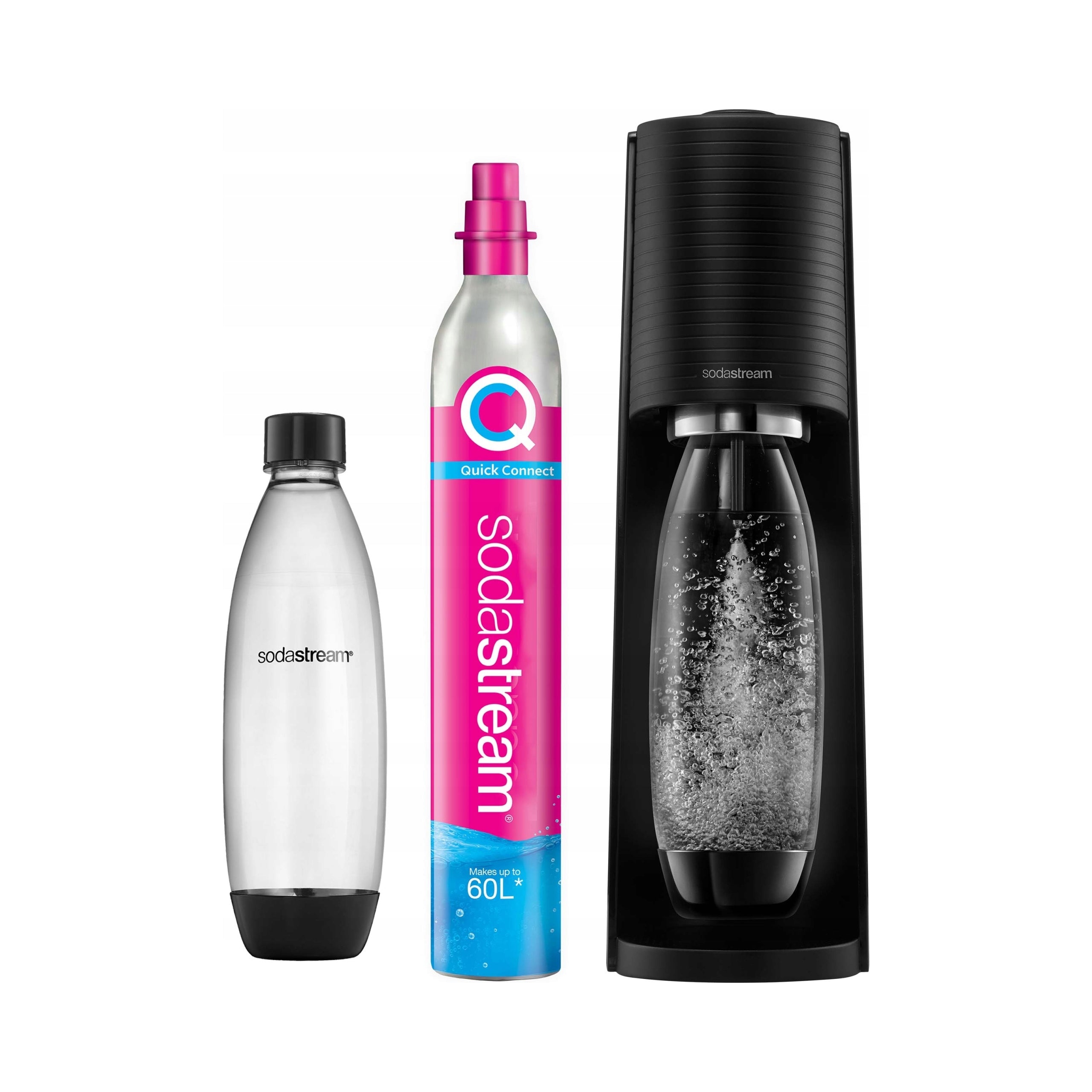 2X Saturator Soda Stream Terra black 1 bottle