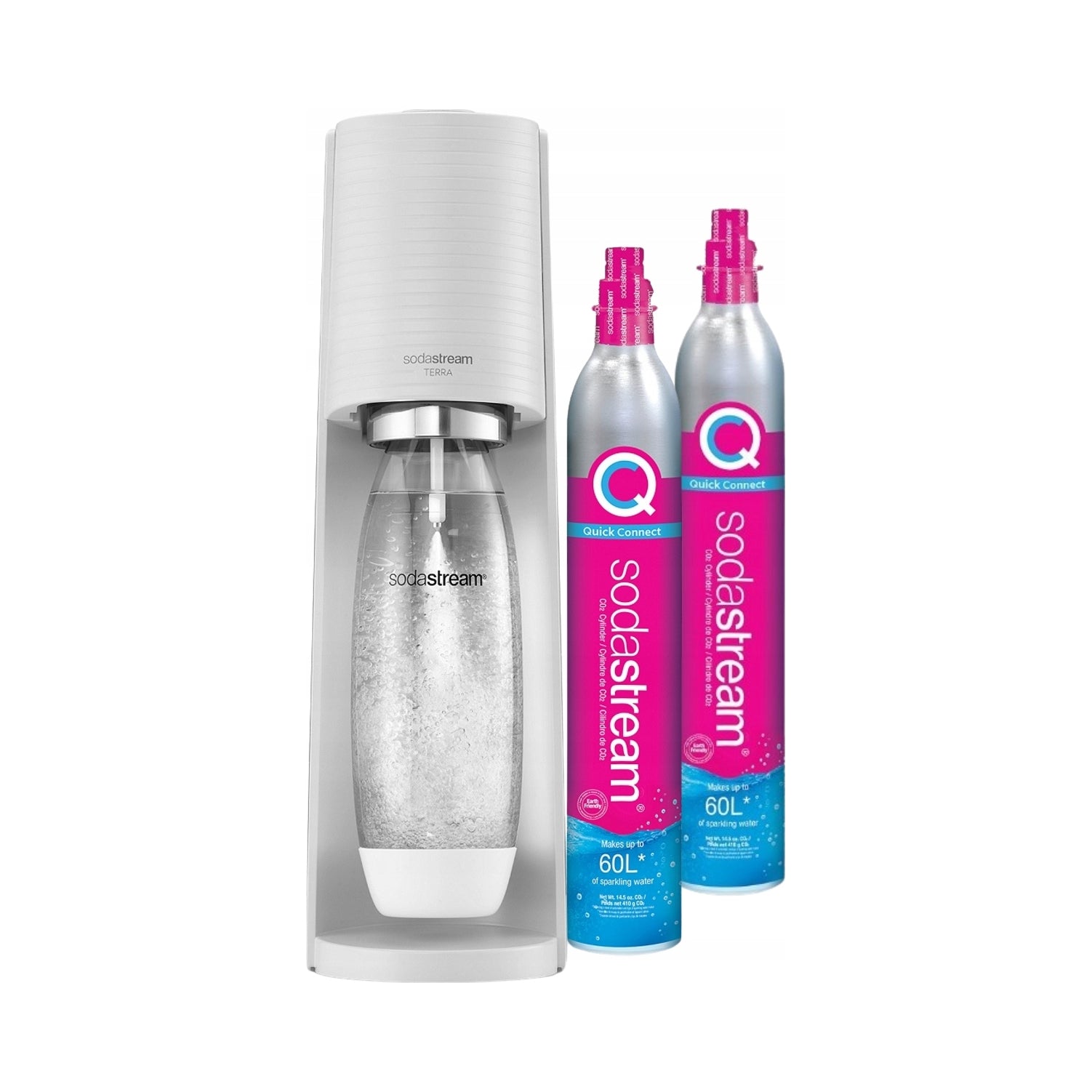 2X Saturator for gassing water SodaStream TERRA 2 bottles 2x Gas cylinder