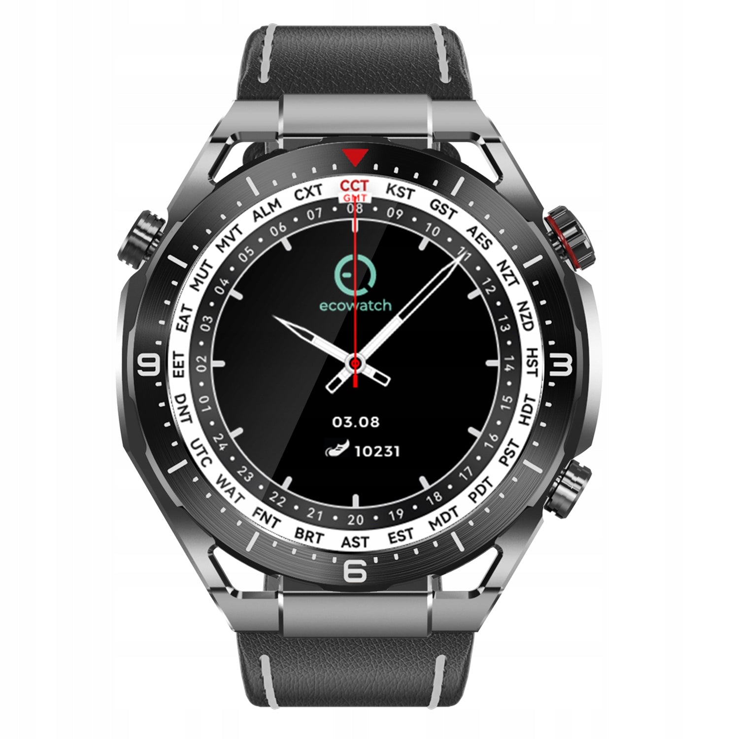 2X Smartwatch Ecowatch1 Black 3 stripes Classic sports watch EW01BL
