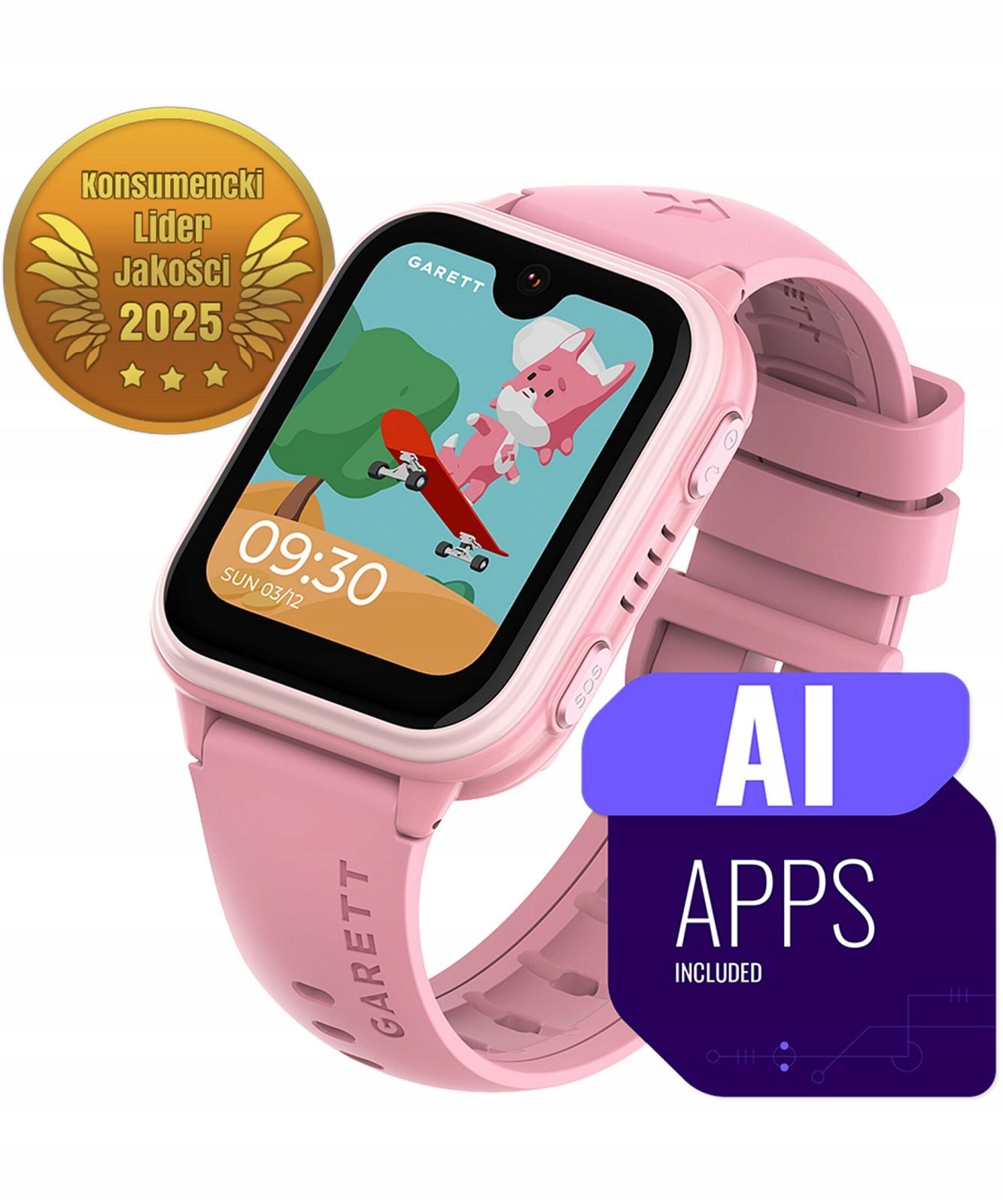 2X Smartwatch GARETT Kids Vibe AI 4G Pink Brand Garett