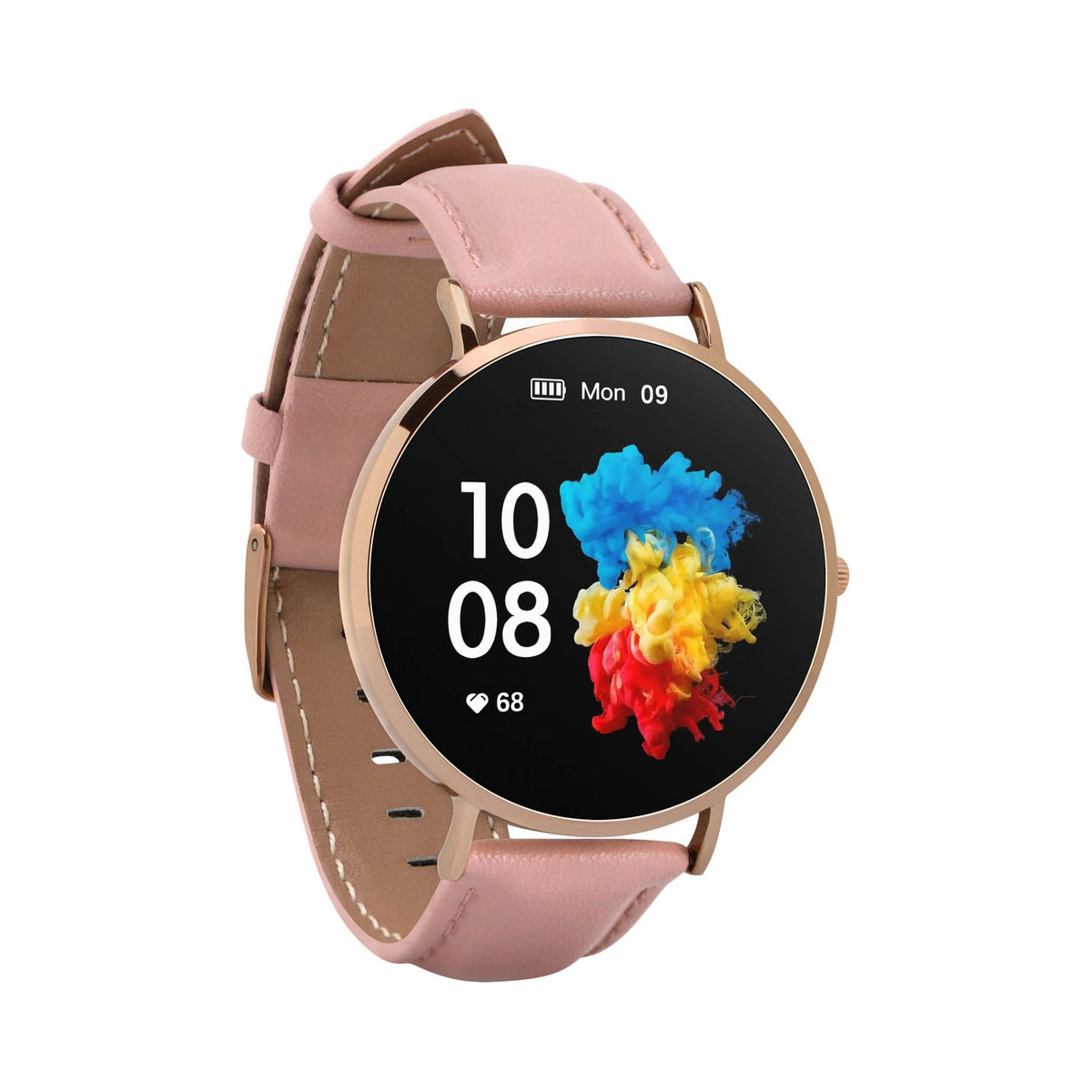 2X Smartwatch GARETT Verona women's watch Gold-pink leather strap