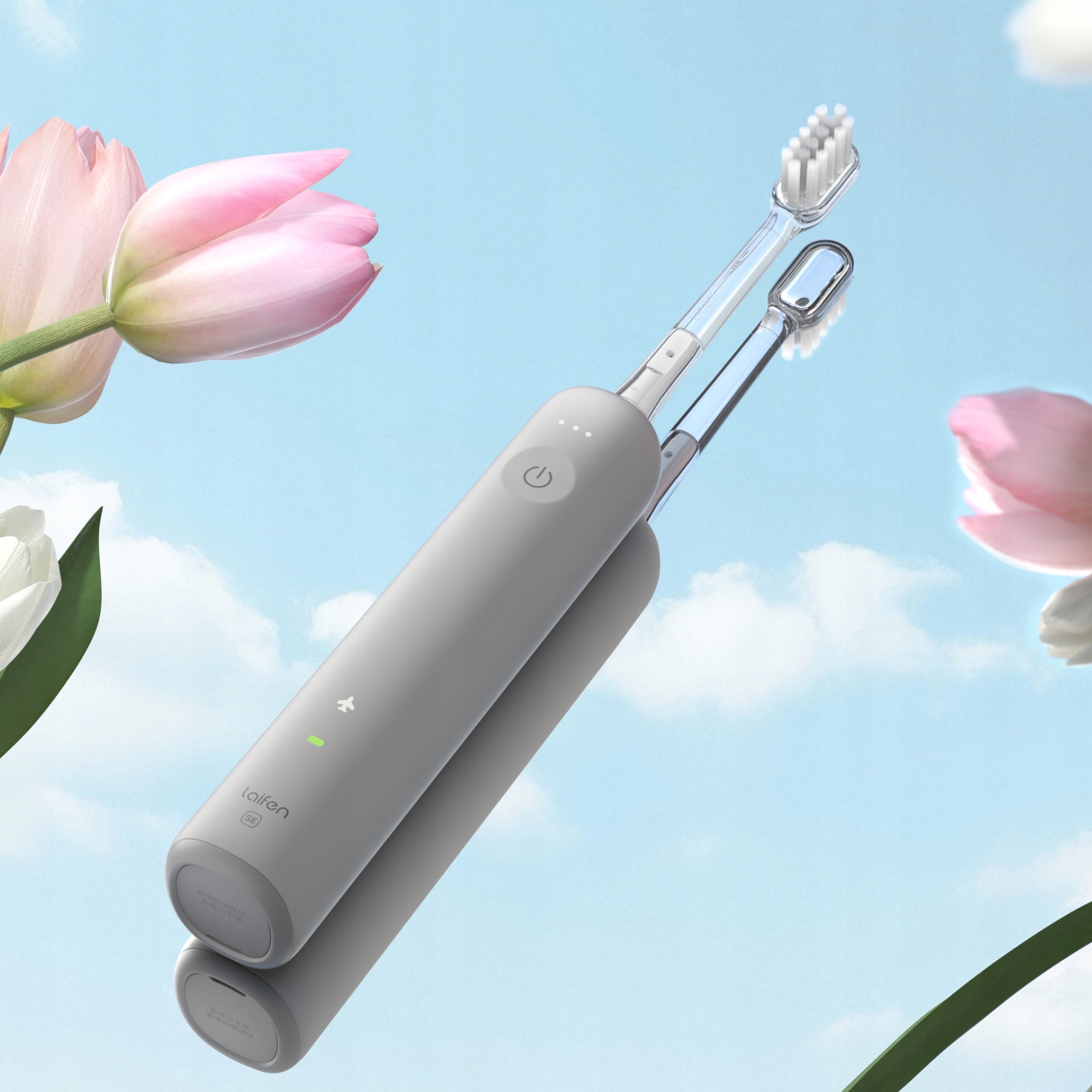 2X Sonic Toothbrush Laifen Wave SE 2 Heads USB-C Grey Brand Laifen