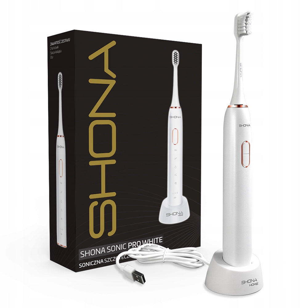 2X Sonic toothbrush reliable SHONA PRO white (15 operating modes