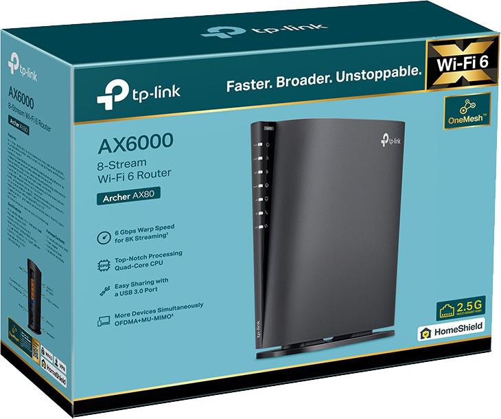 2X TP-Link Archer AX80 Router (6000Mb/sa/b/g/n/ac/ax) 1xUSB Model Archer AX80