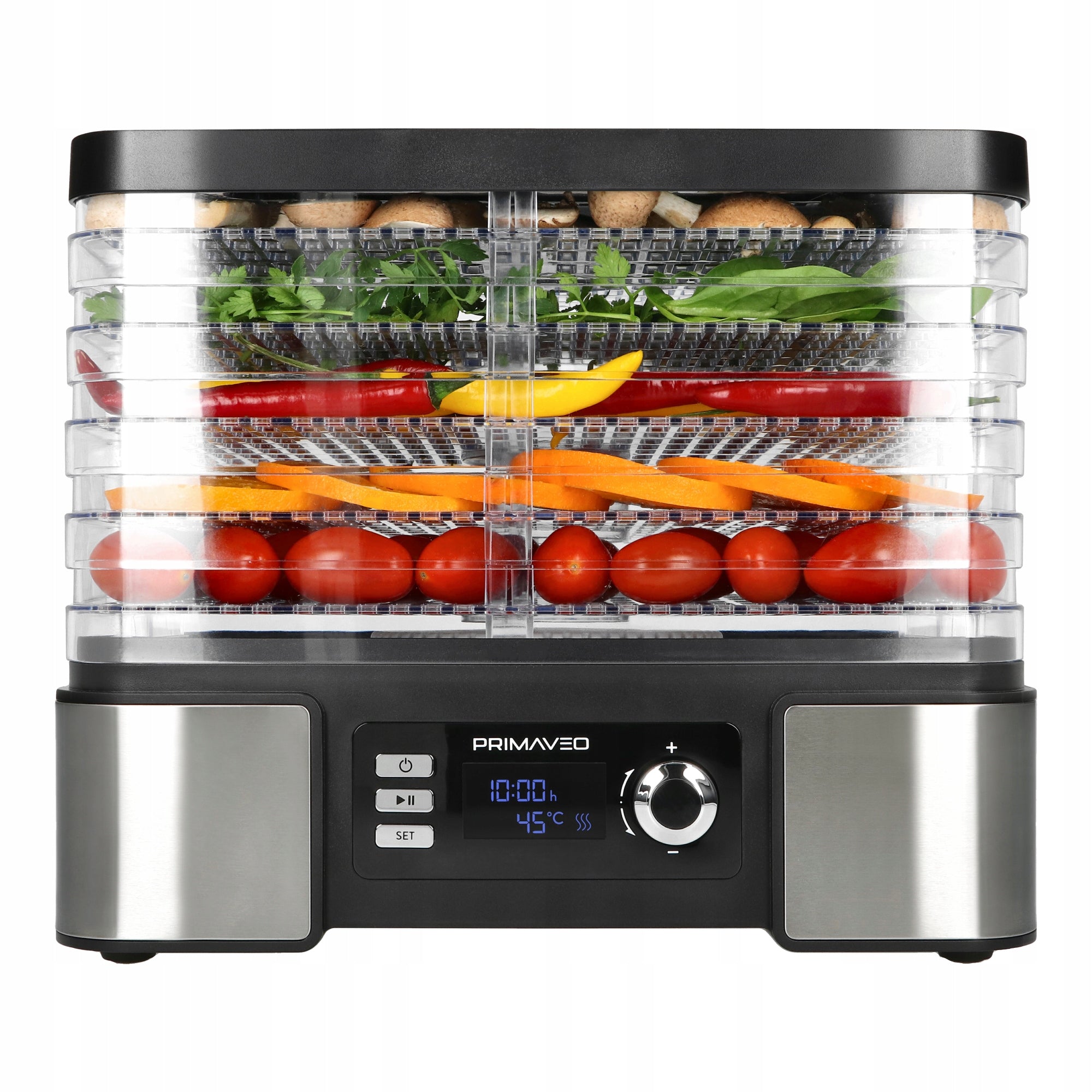 2X VEGETABLE FRUIT MUSHROOM DRYER LARGE INOX 450W PRIMAVEO PL Dominant color silver/gray