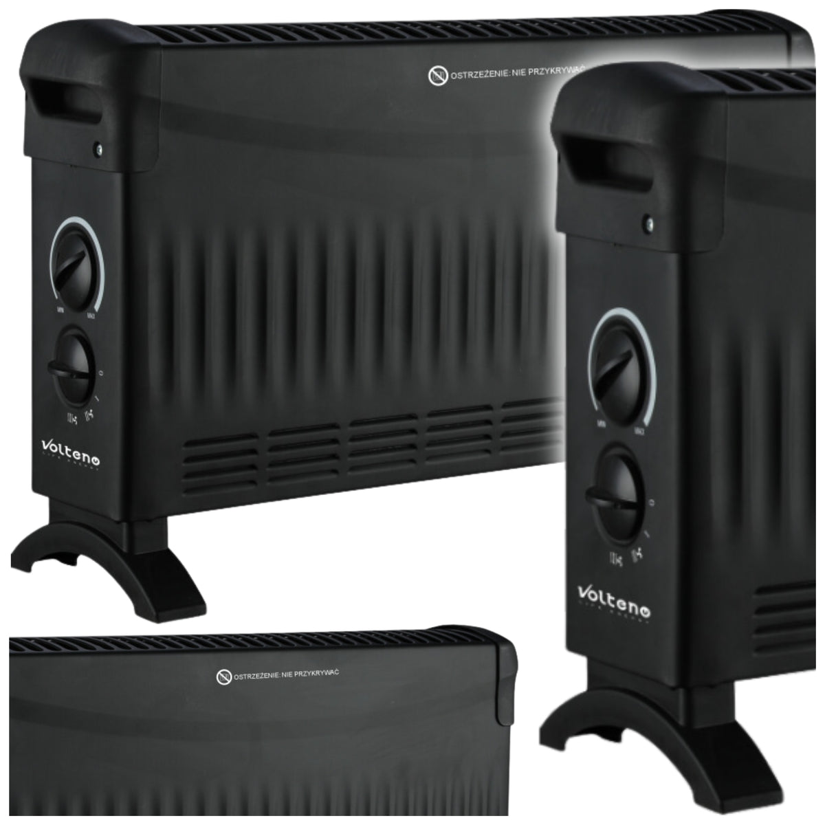 2X VOLTENO BASIC CONVECTOR 2000W WITH AIR SUPPLY 750W/1250W/2000W BLACK