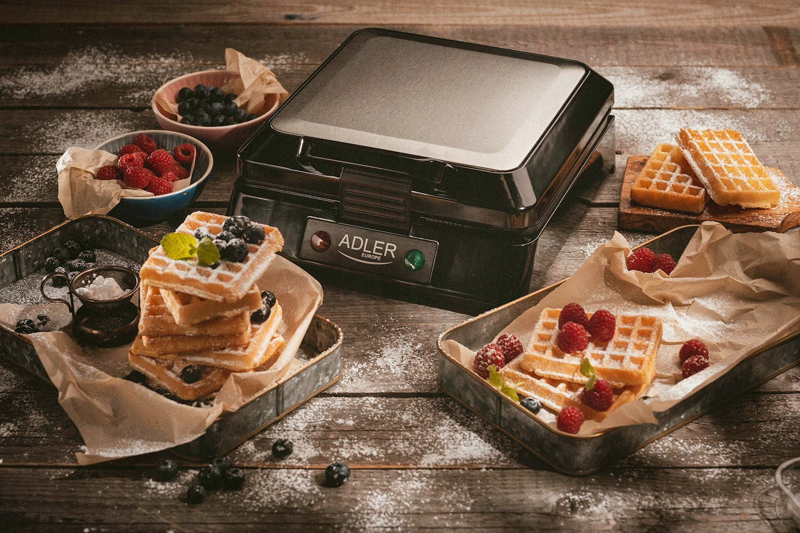 2X WAFFLE MAKER FOR 4 LARGE WAFFLES CRISPY XXL SOLID THICK GRILLE 1500W ADLE Model AD303630