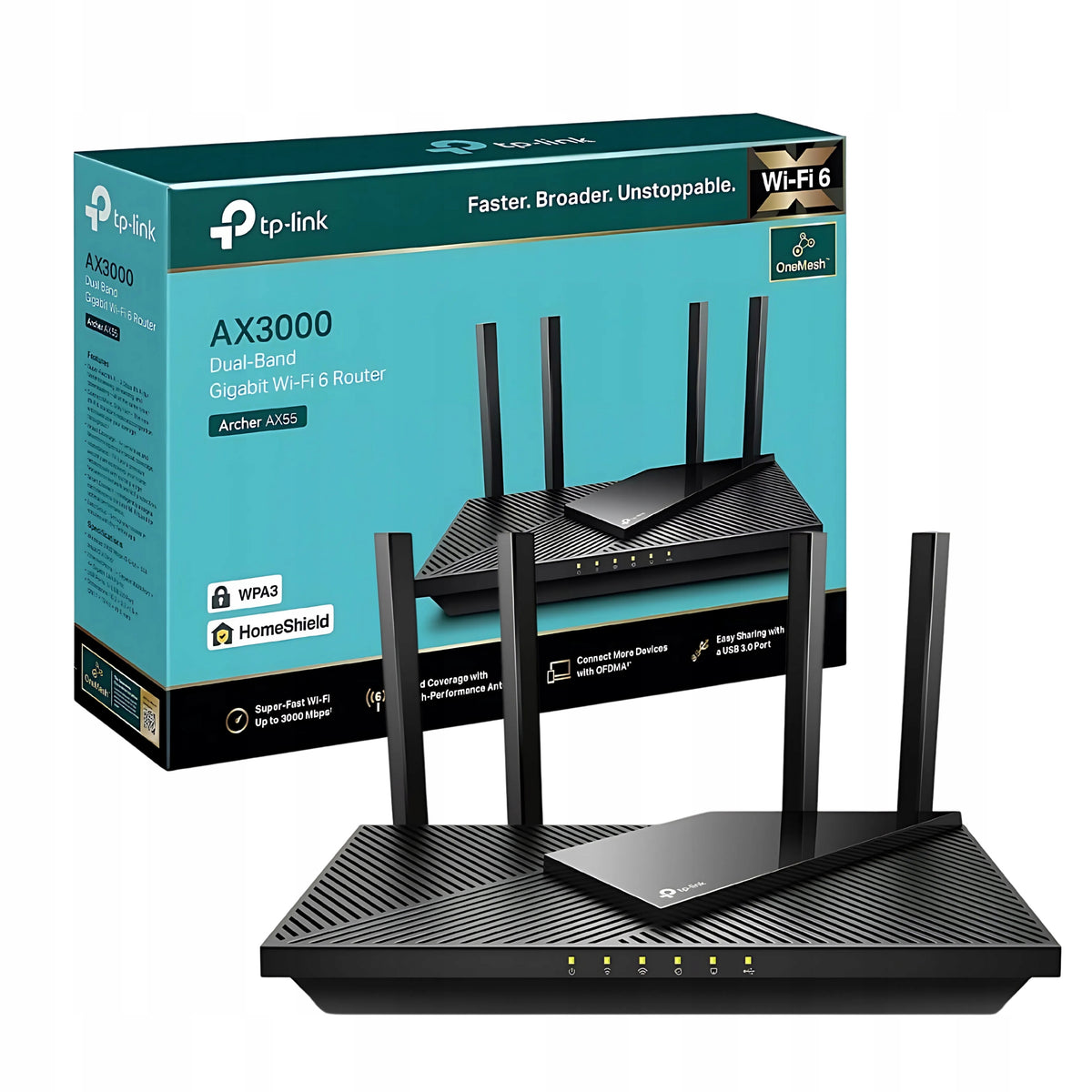 2X WIRELESS NETWORK ROUTER TP-LINK ARCHER AX55 WIFI6 AX3000 ROUTER HOUSE Manufacturer TP-Link