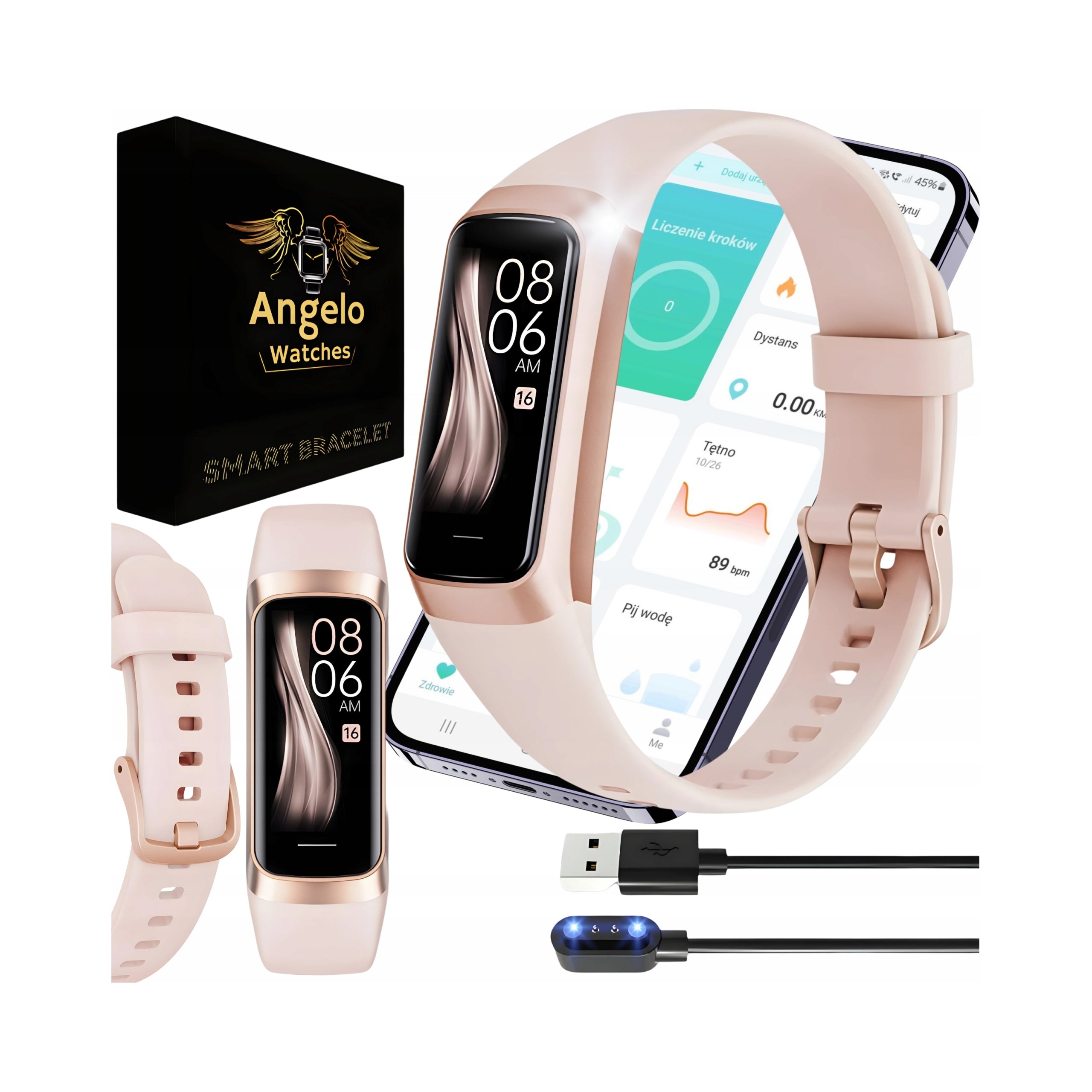 2X WOMEN'S SMARTWATCH SMARTBAND TALK SPORT PRESSURE MENU POLISH + FREE