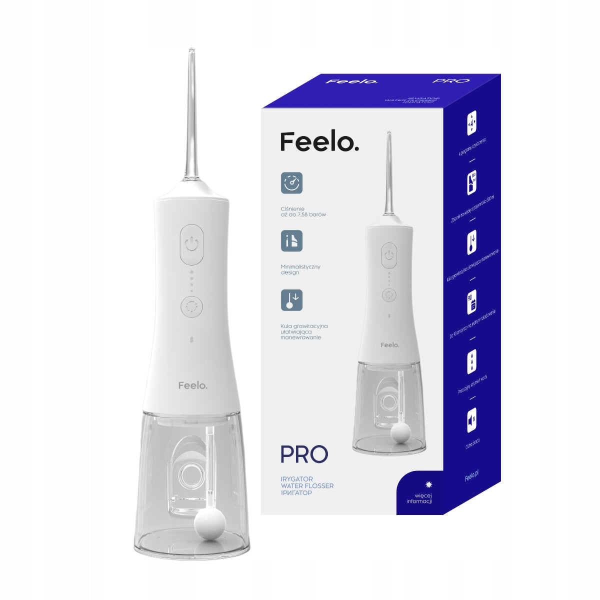 2X Wireless Irrigator Feelo PRO White with Gravity Ball Brand Feelo