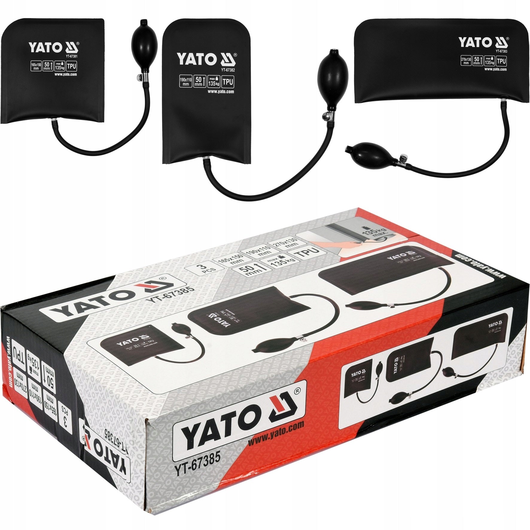2X YATO LIFTING MOUNTING CUSHION 135KG PILLOW SET 3 PIECES YT-67