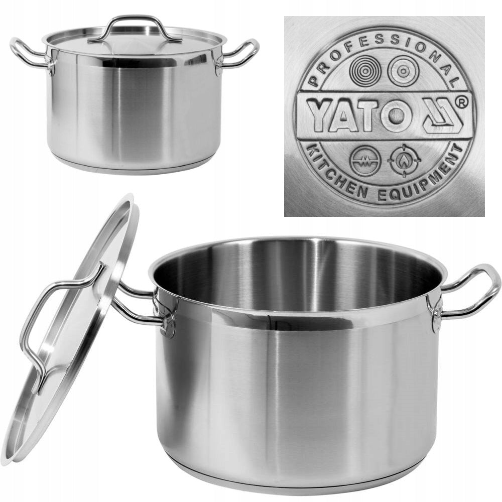 2X YATO MEDIUM POT WITH STAINLESS STEEL LID 28X18CM 11,1L YG-0002