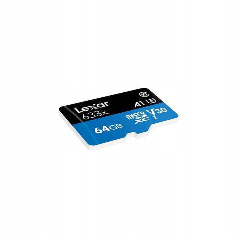 2X microSD card Lexar 64GB High-Performance 633x microSDXC UHS-I A1 V30