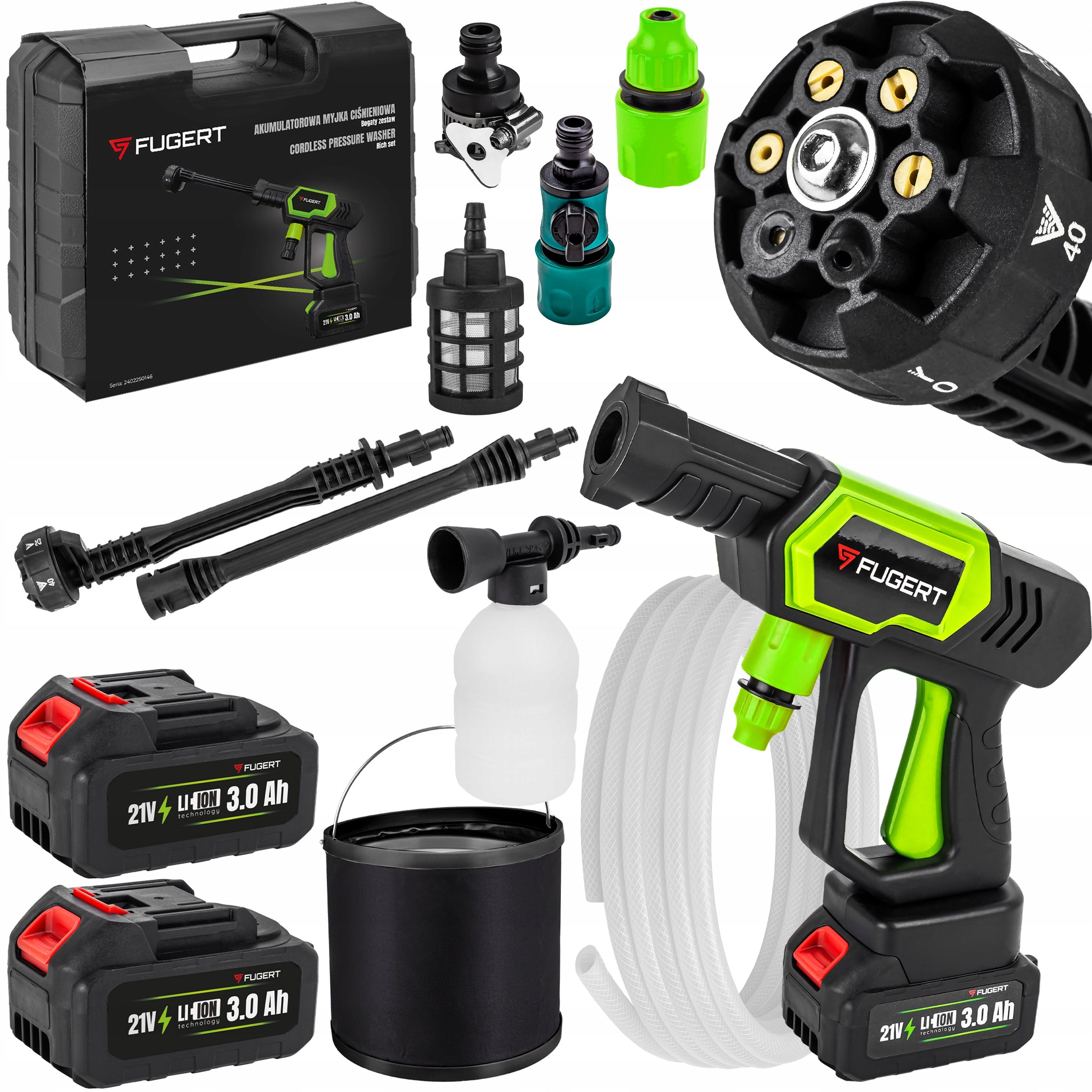 2XAKU 21V MULTI NOZZLE CORDLESS PRESSURE WASHER CASE