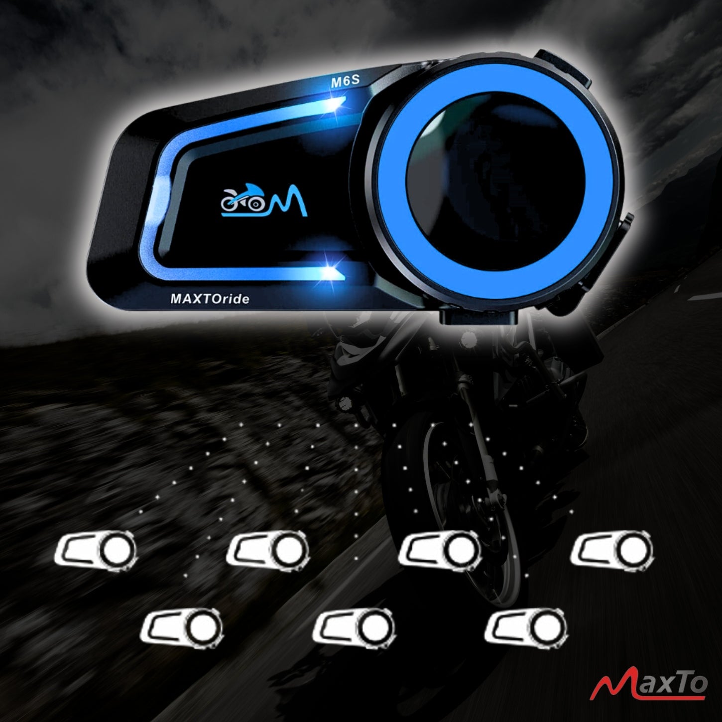 2XINTERKOM MOTORCYCLE MaxTo M6S MESH SYSTEM FOR 8 MOTORCYCLISTS in Polish Manufacturer's catalog number M6S