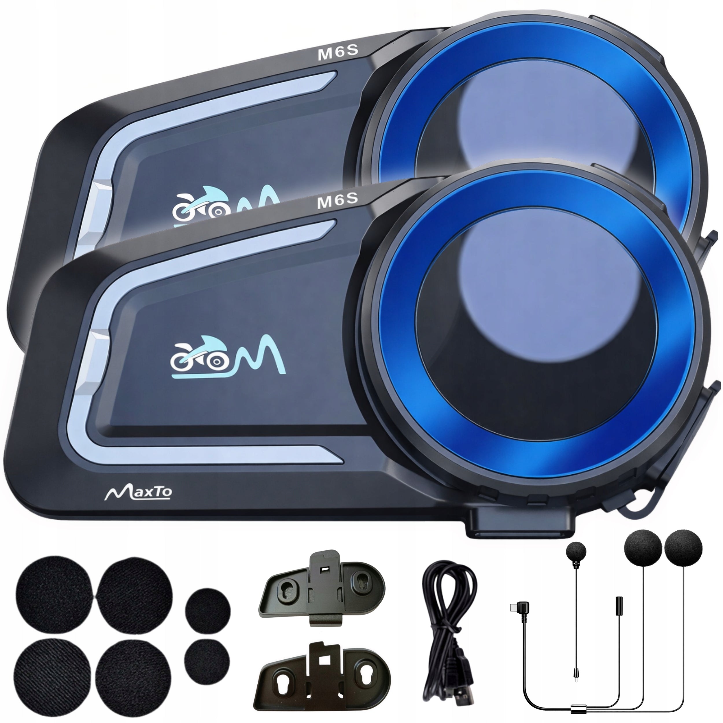 2XINTERKOM MOTORCYCLE MaxTo M6S MESH SYSTEM FOR 8 MOTORCYCLISTS in Polish