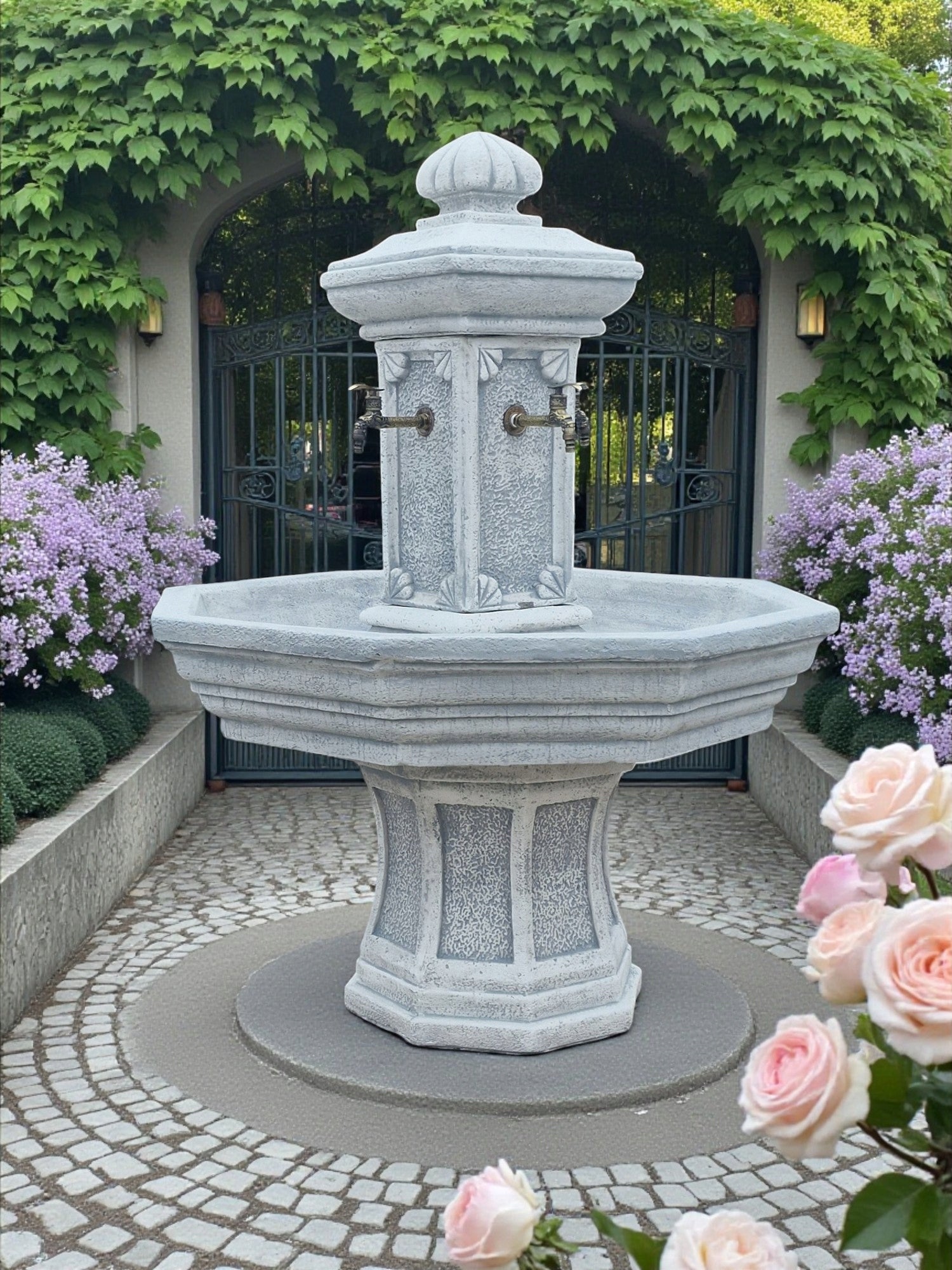 Garden fountain Adonis artificial stone 155cm White cement Figure Ag-Bet