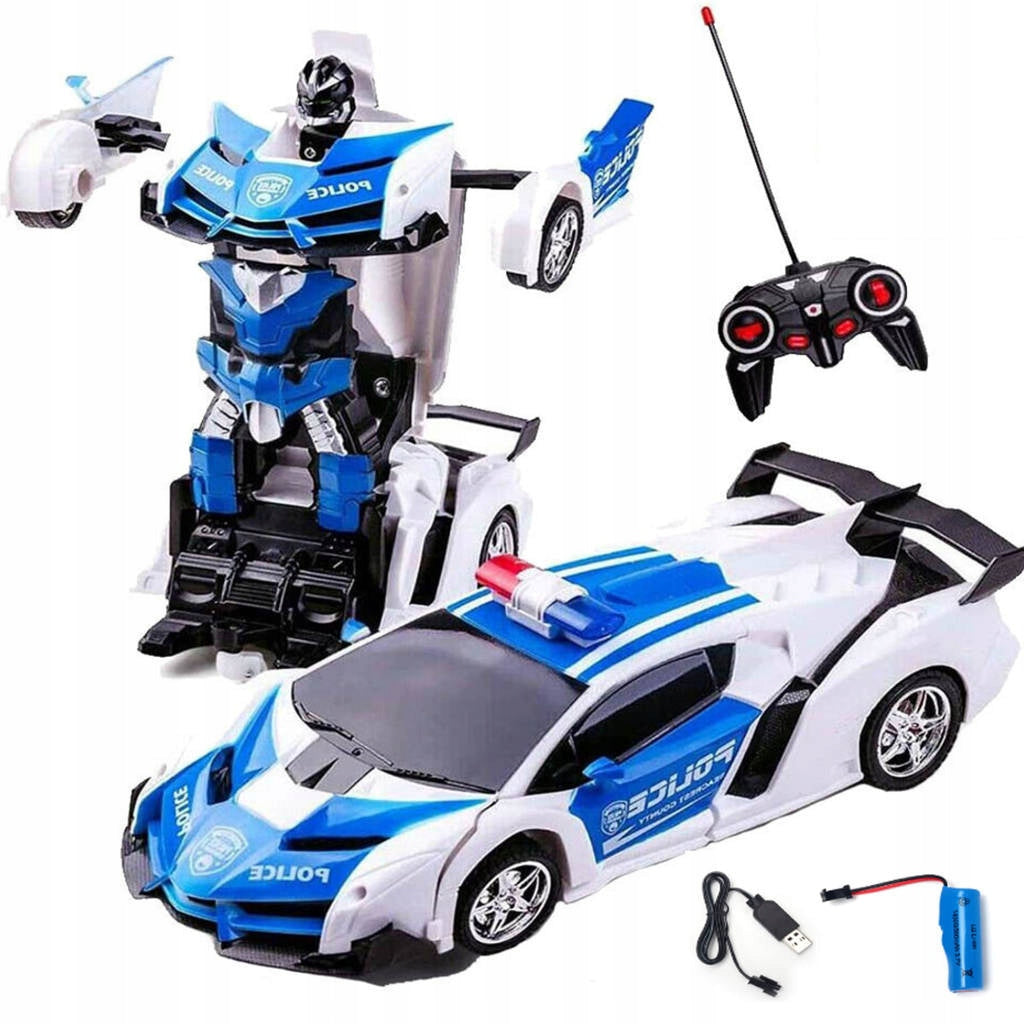 2in1 CAR CONTROLLED POLICE CAR ROBOT POLICE AUTOBOT PILOT TRANSFORMATION