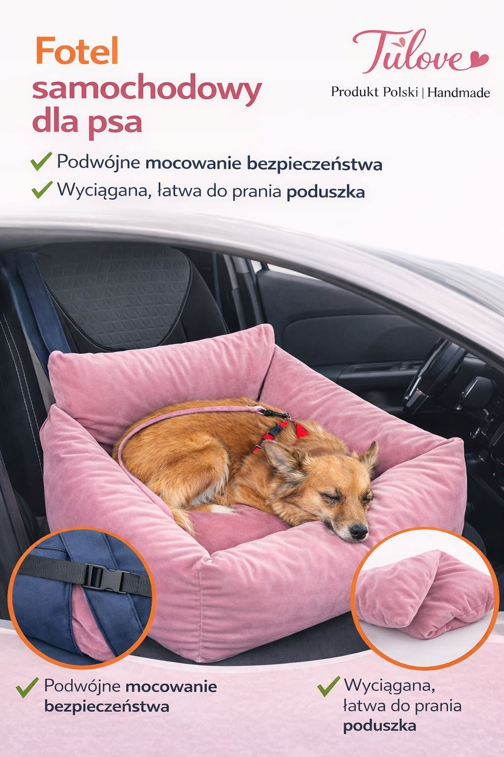 2in1 Dog Car Seat Car Bed Attached Belt Safe Trade name LEGL