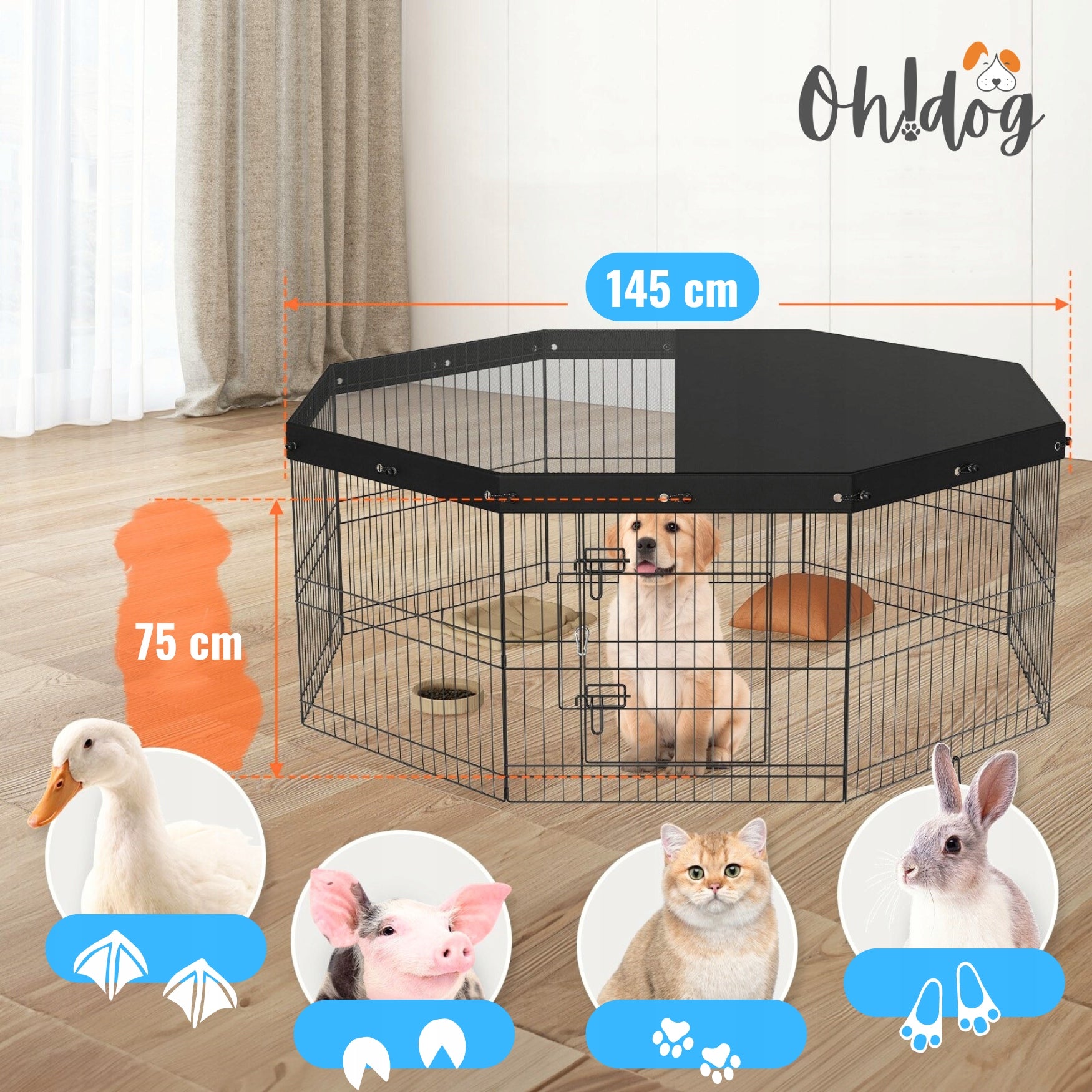 2in1 Dog Runway + Canopy Puppy Farm Oh!Dog Playpen Hodo* Cage Manufacturer code OhDog-210-2B