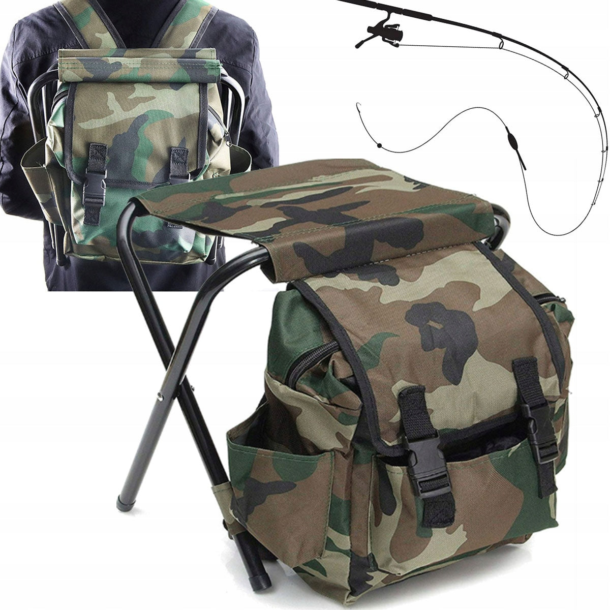 2in1 FOLDING FISHING CHAIR WITH BACKPACK