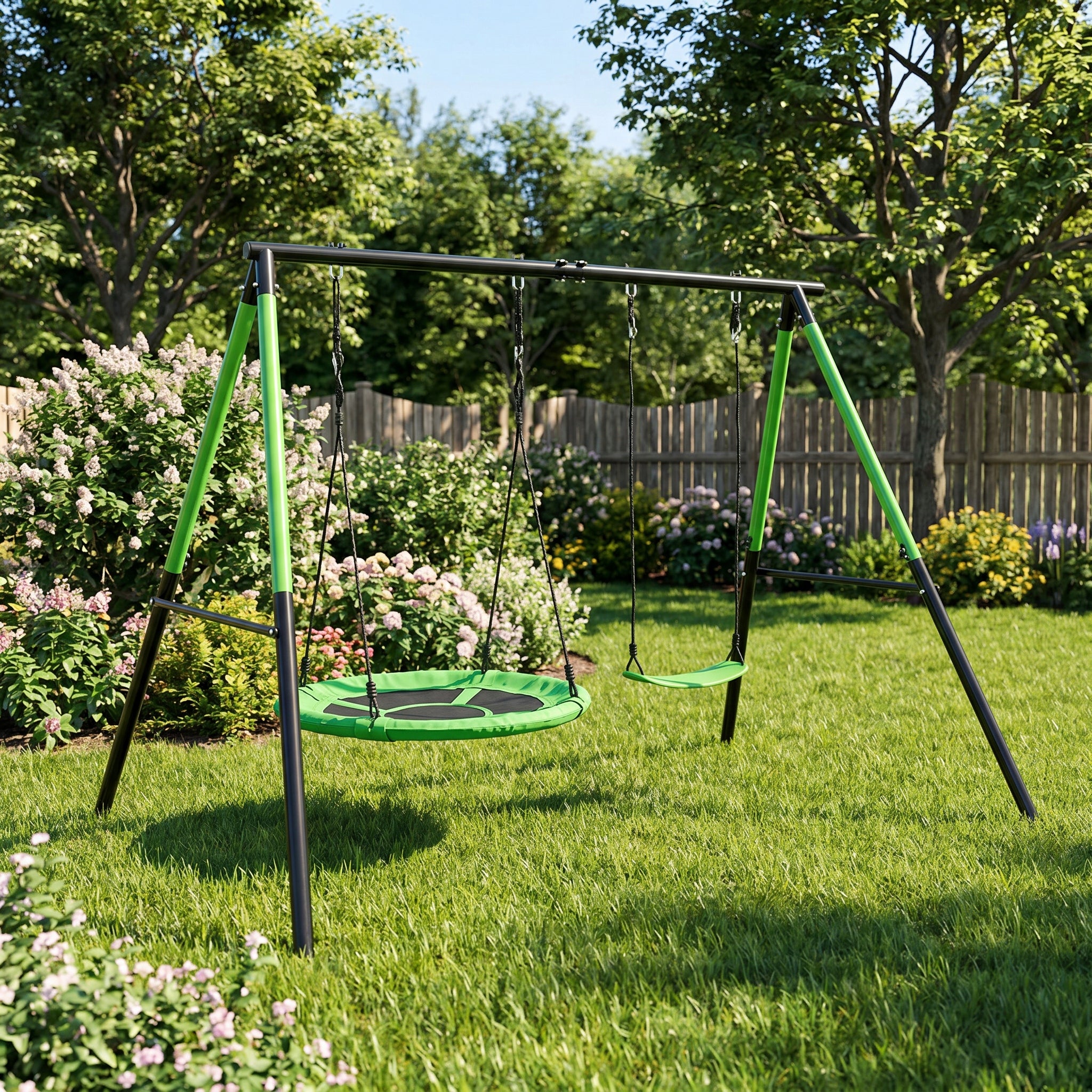 2in1 Garden Swing Set - Stork Nest + Classic Seat Included crow's nest single swing
