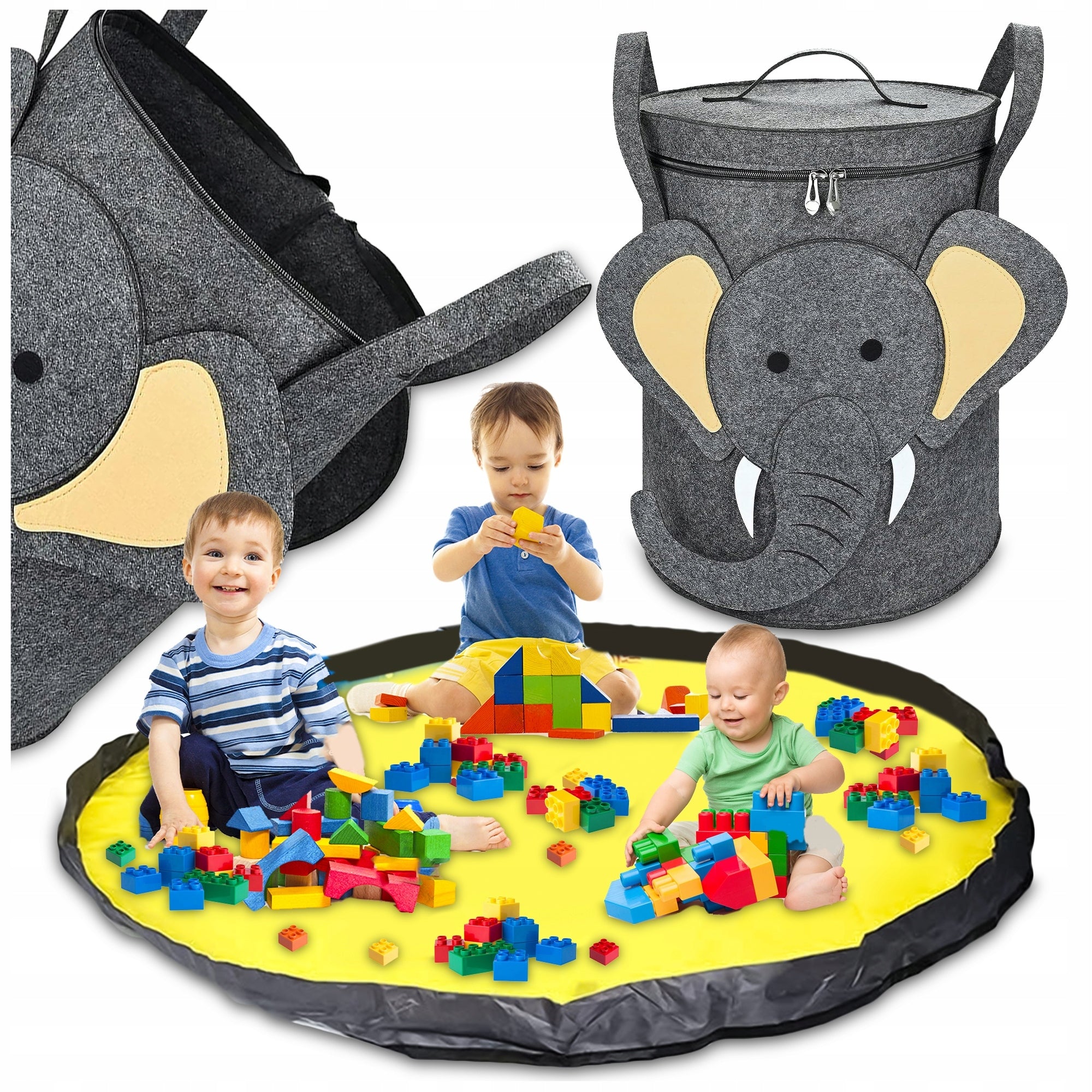 2in1 TOY BASKET FELT CONTAINER CLOSED + MAT LARGE FUN CHILDREN XXL