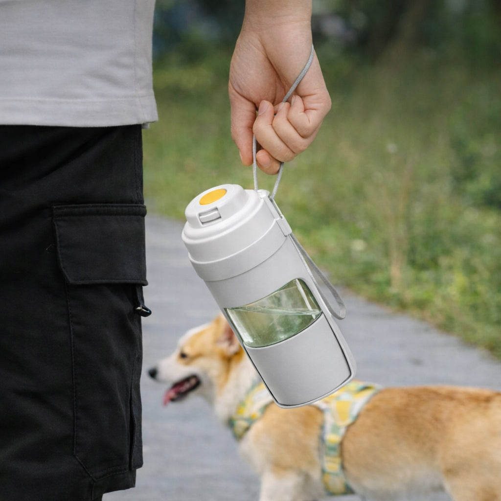 2in1 WATER AND DOG FOOD BOTTLE - FOLDING WATER BOTTLE Tourist Drinker Capacity 0.45 l