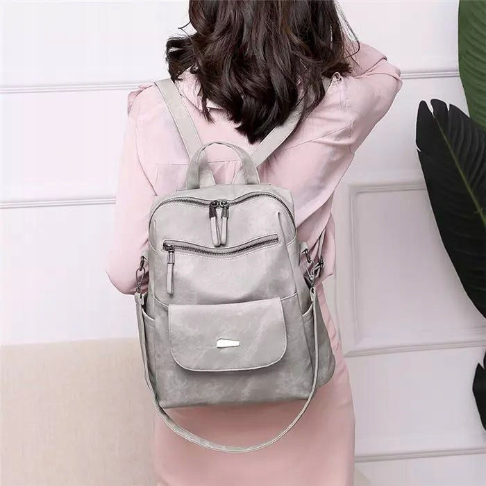 2in1 WOMEN'S BACKPACK CITY BAG A4 GREY QUALITY POCKETS ROOMY Brand no brand
