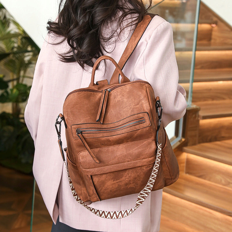 2in1 WOMEN'S BACKPACK WOMEN'S BAG URBAN BROWN FUNCTIONAL WITH POCKET Brand no brand